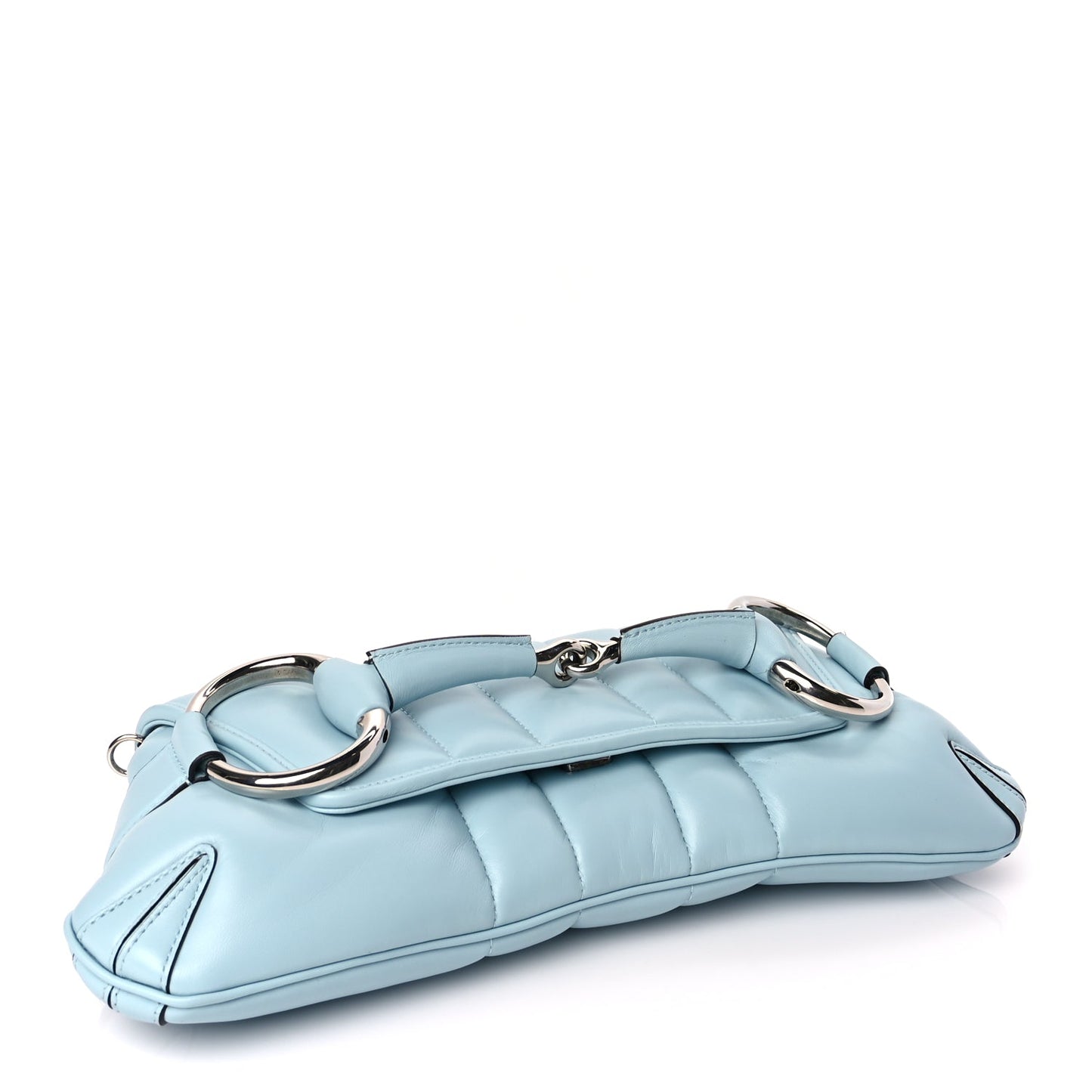 Gucci Nappa Vertical Matelasse Medium Maxi Horsebit Chain Shoulder Bag Crystal Snow