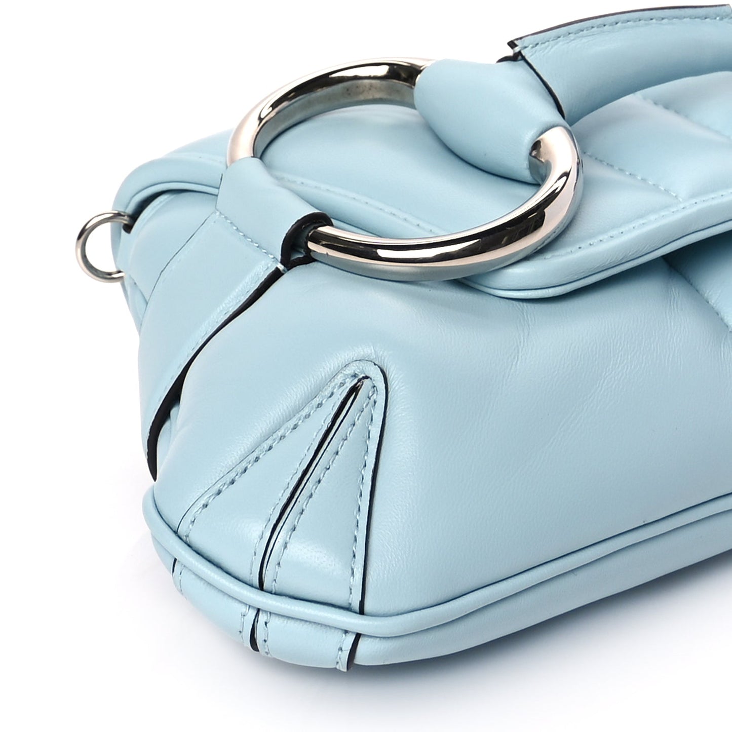 Gucci Nappa Vertical Matelasse Medium Maxi Horsebit Chain Shoulder Bag Crystal Snow