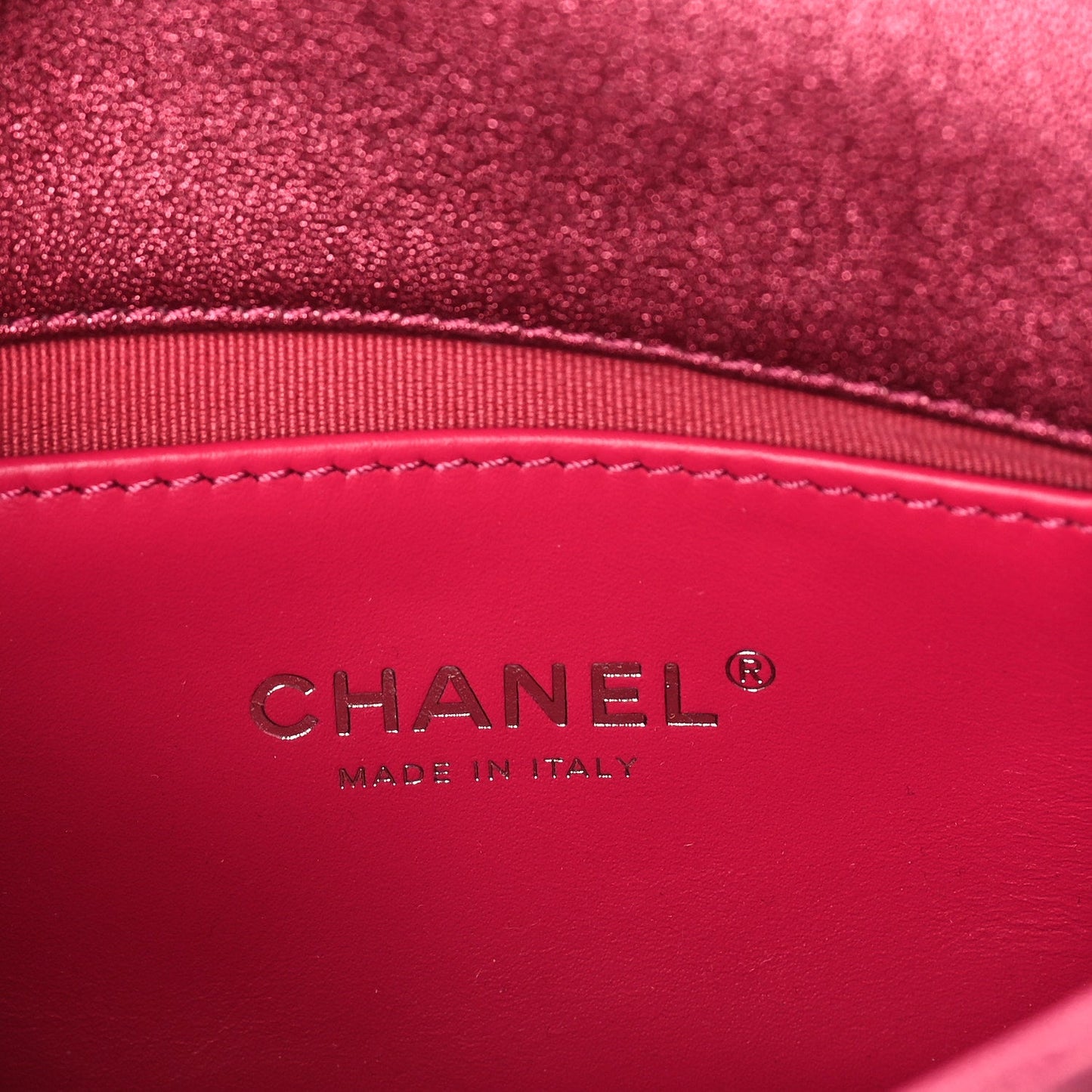 Chanel Metallic Lambskin Quilted Mini Lacquered Chain Flap  Pink