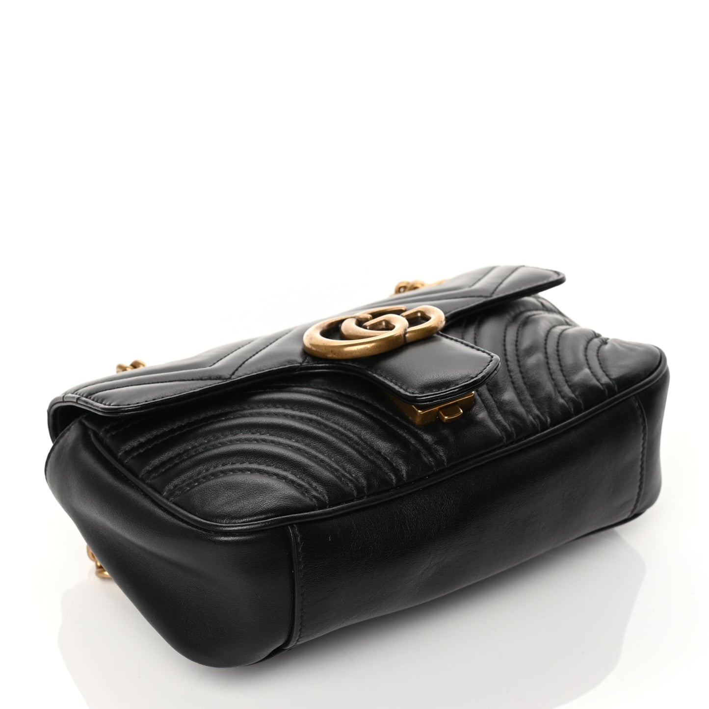 Gucci Calfskin Matelasse Mini GG Marmont Shoulder Bag Black