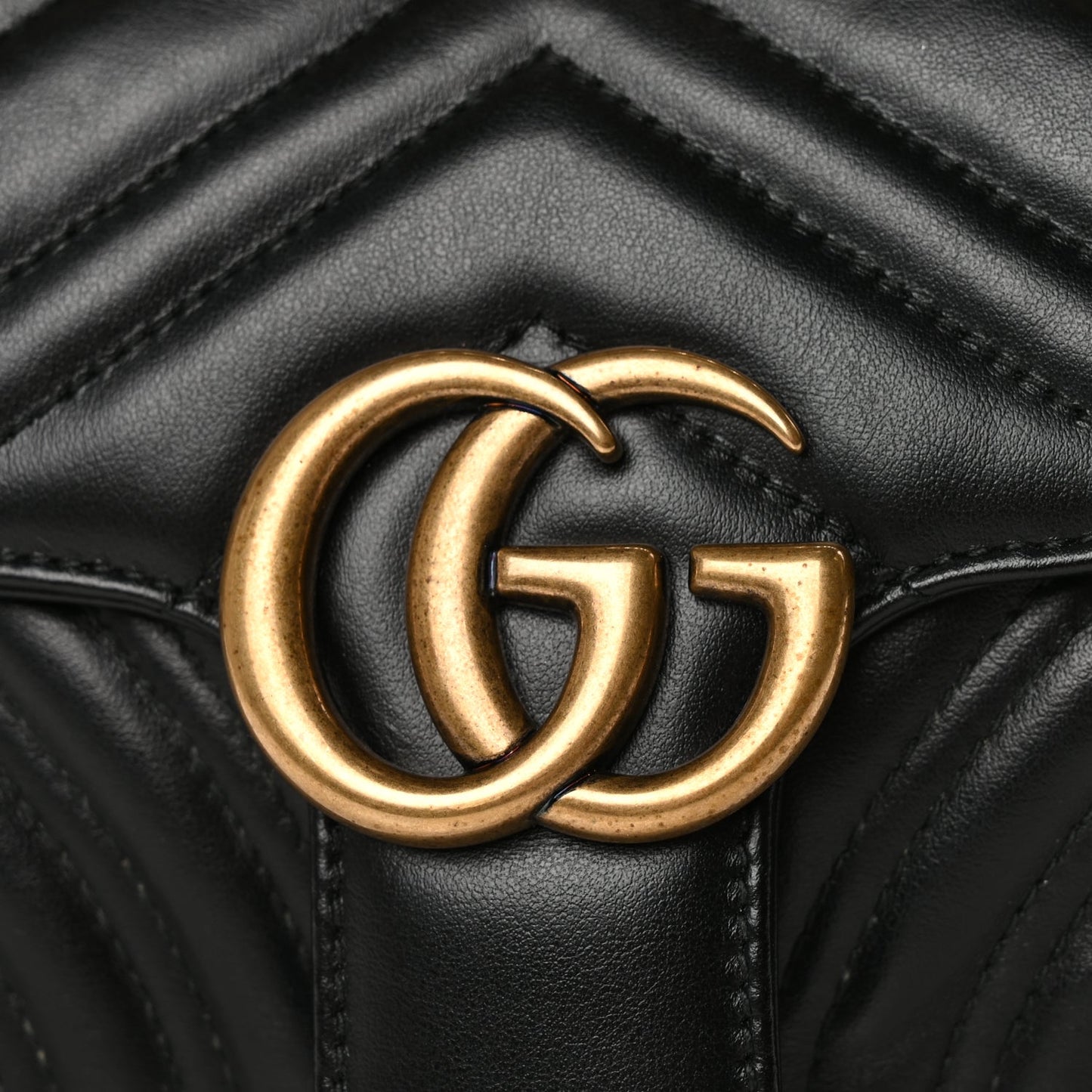 Gucci Calfskin Matelasse Mini GG Marmont Shoulder Bag Black