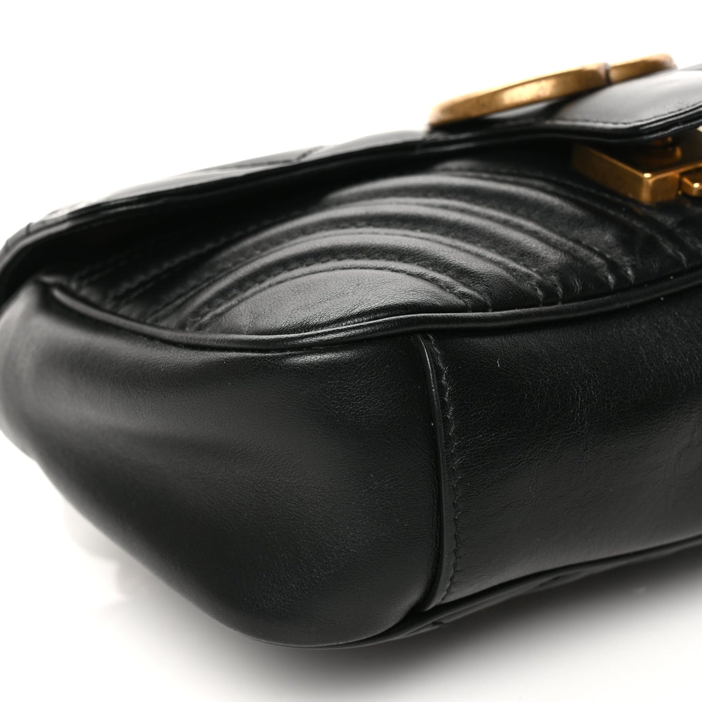 Gucci Calfskin Matelasse Mini GG Marmont Shoulder Bag Black