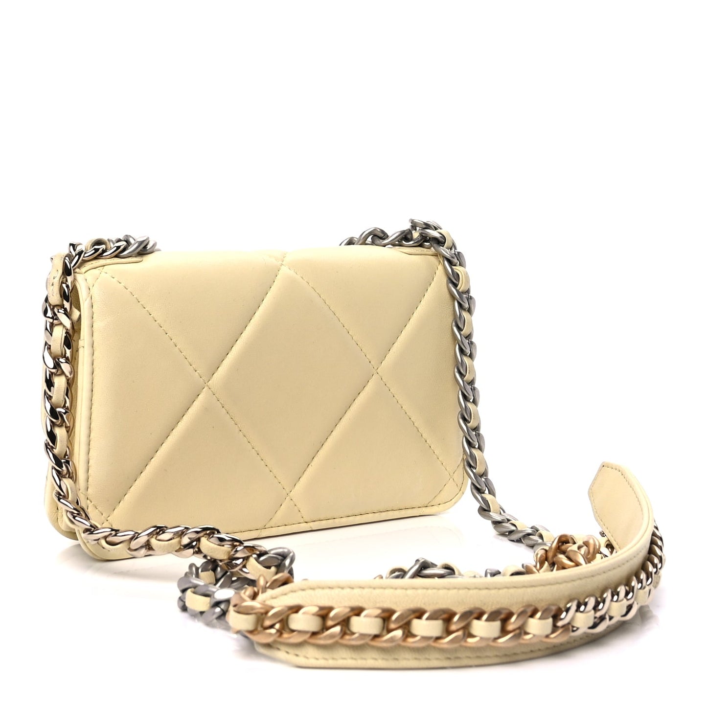 Chanel Lambskin Quilted Chanel 19 Wallet On Chain WOC  Yellow