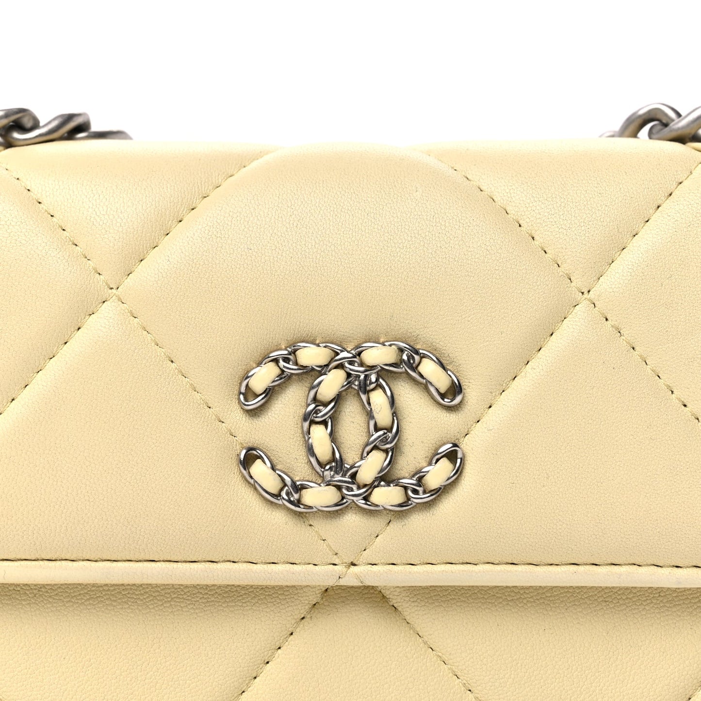 Chanel Lambskin Quilted Chanel 19 Wallet On Chain WOC  Yellow
