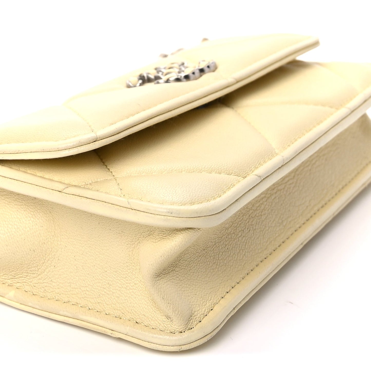 Chanel Lambskin Quilted Chanel 19 Wallet On Chain WOC  Yellow