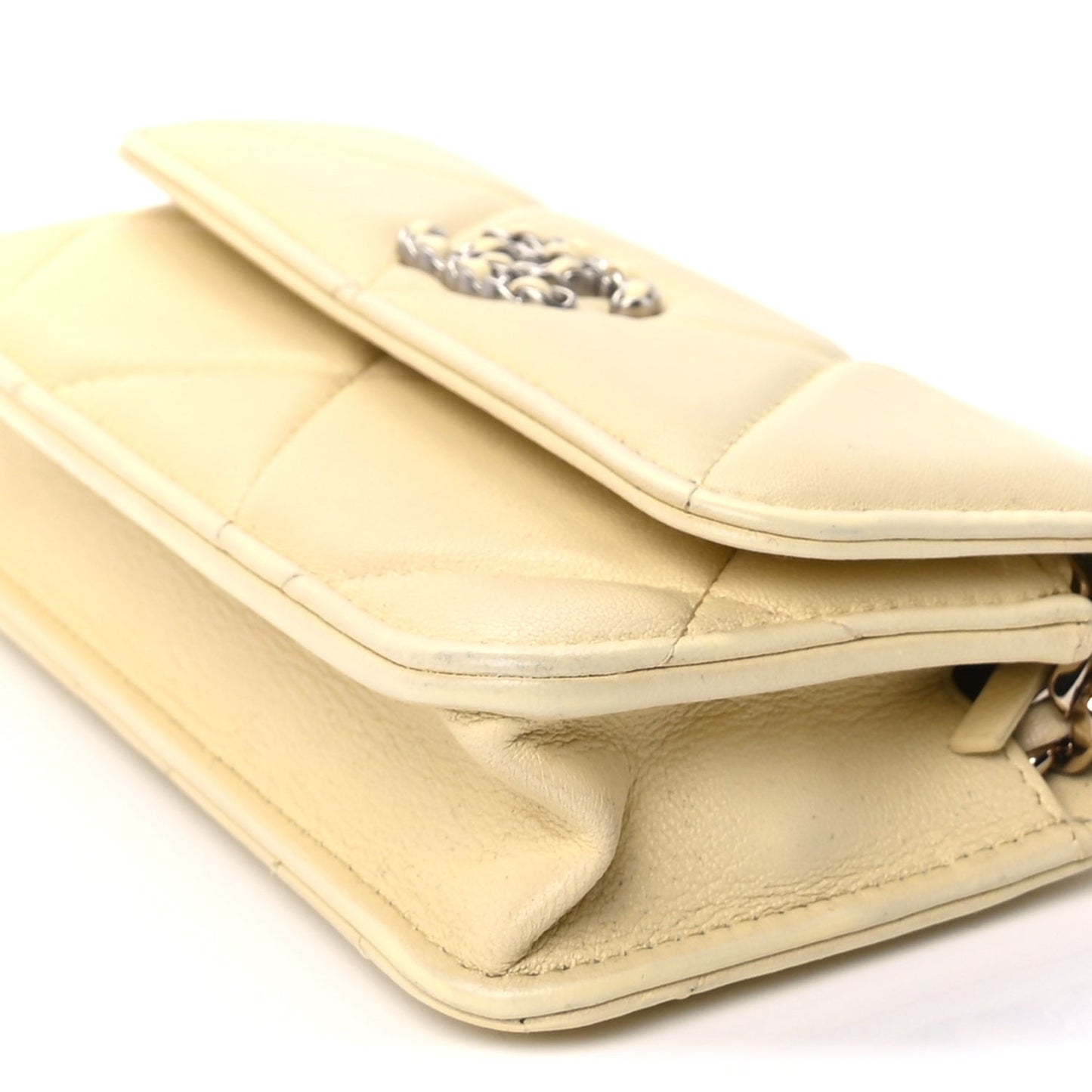 Chanel Lambskin Quilted Chanel 19 Wallet On Chain WOC  Yellow