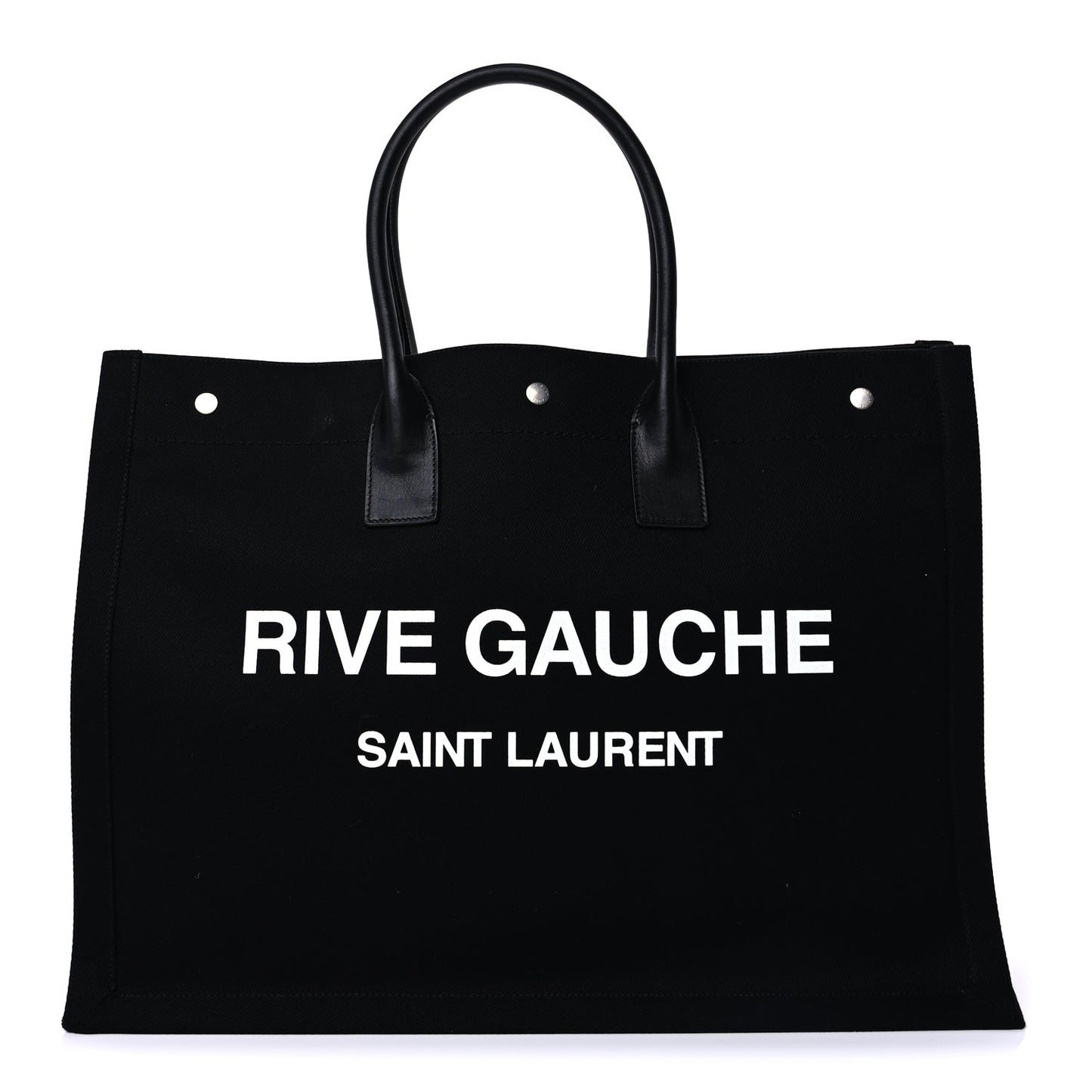 Saint Laurent Linen Calfskin Rive Gauche Tote Black