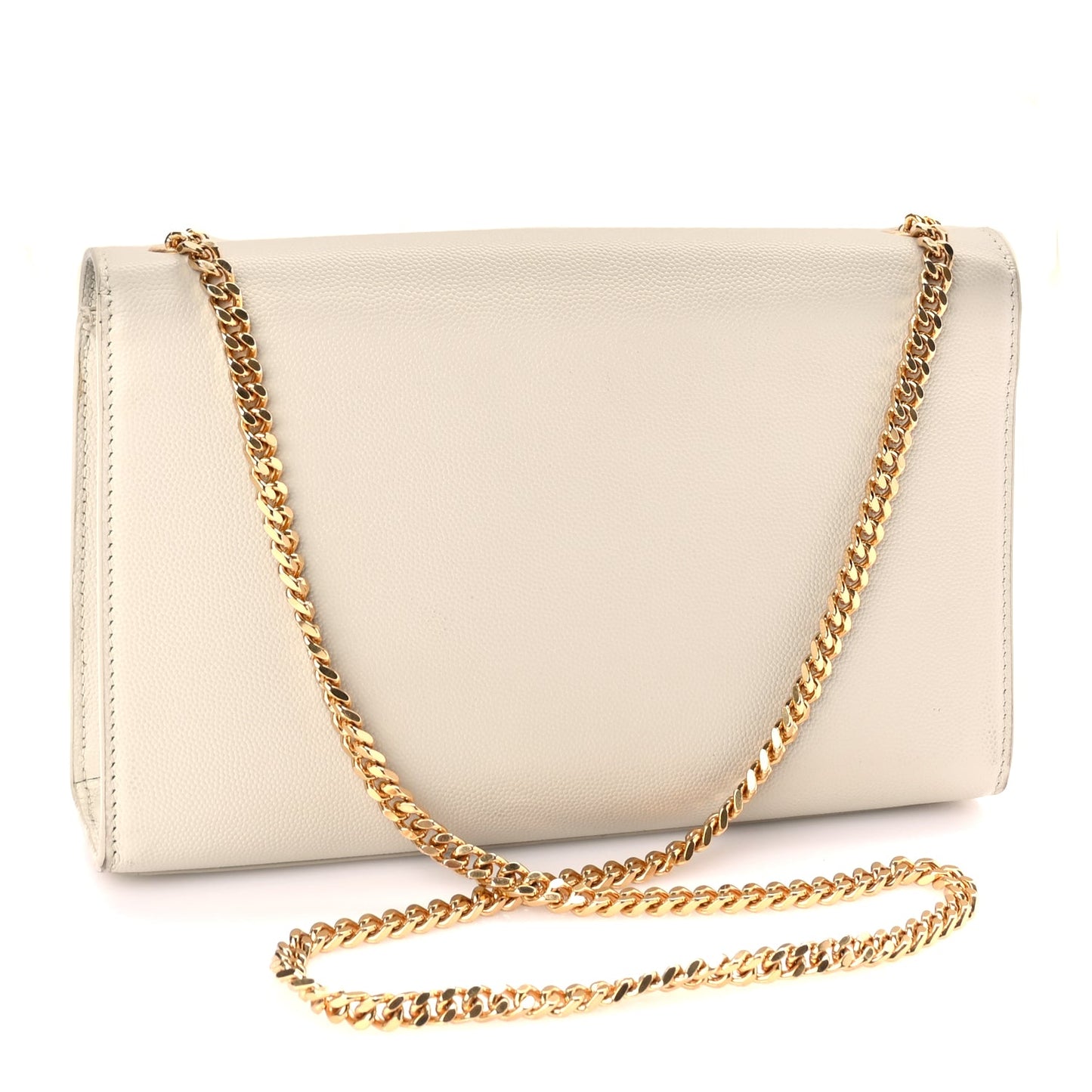 Saint Laurent Grain De Poudre Calfskin Medium Classic Monogram Kate Tassel Satchel Crema Soft