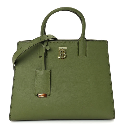 Burberry Grained Calfskin Mini Frances Tote Spruce Green
