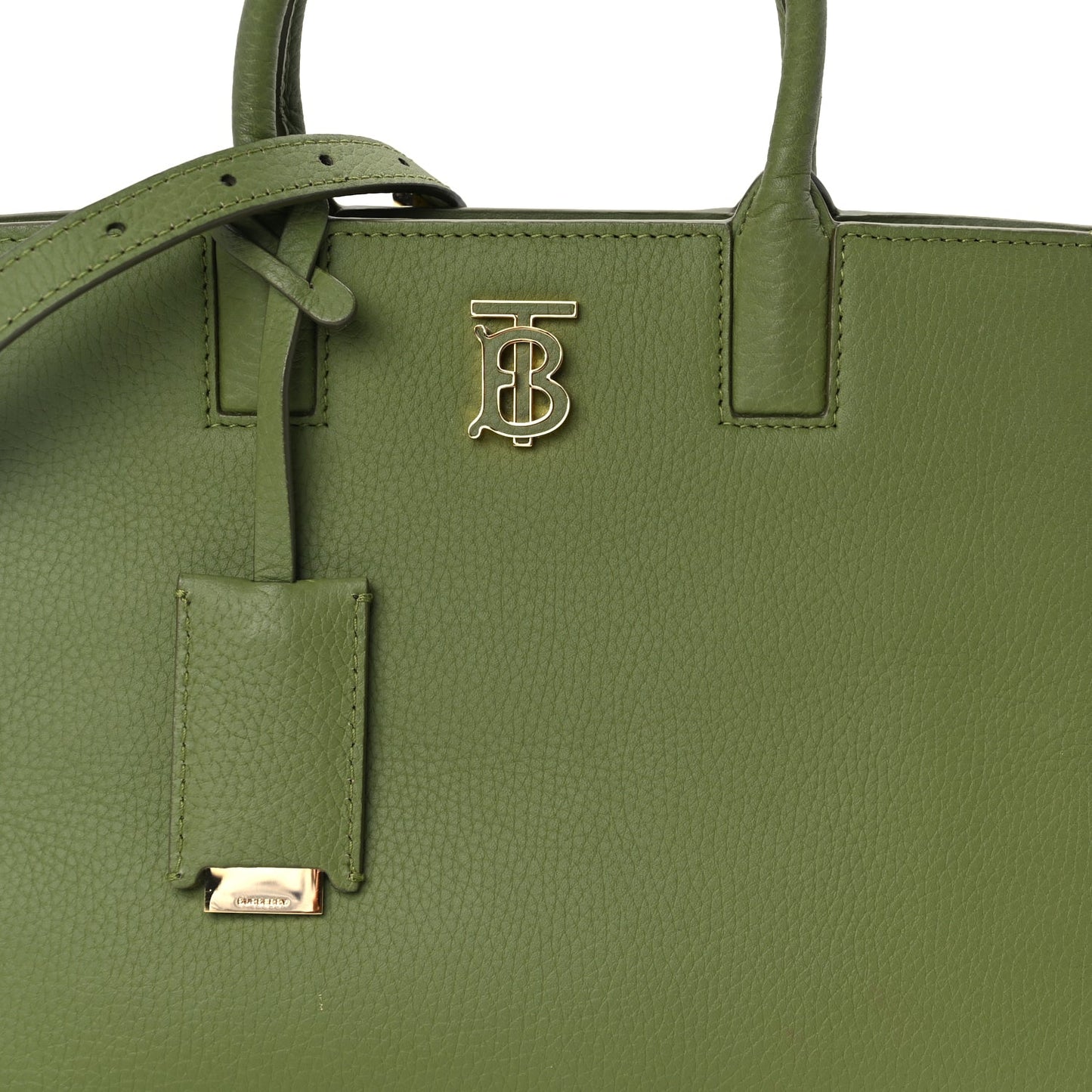 Burberry Grained Calfskin Mini Frances Tote Spruce Green