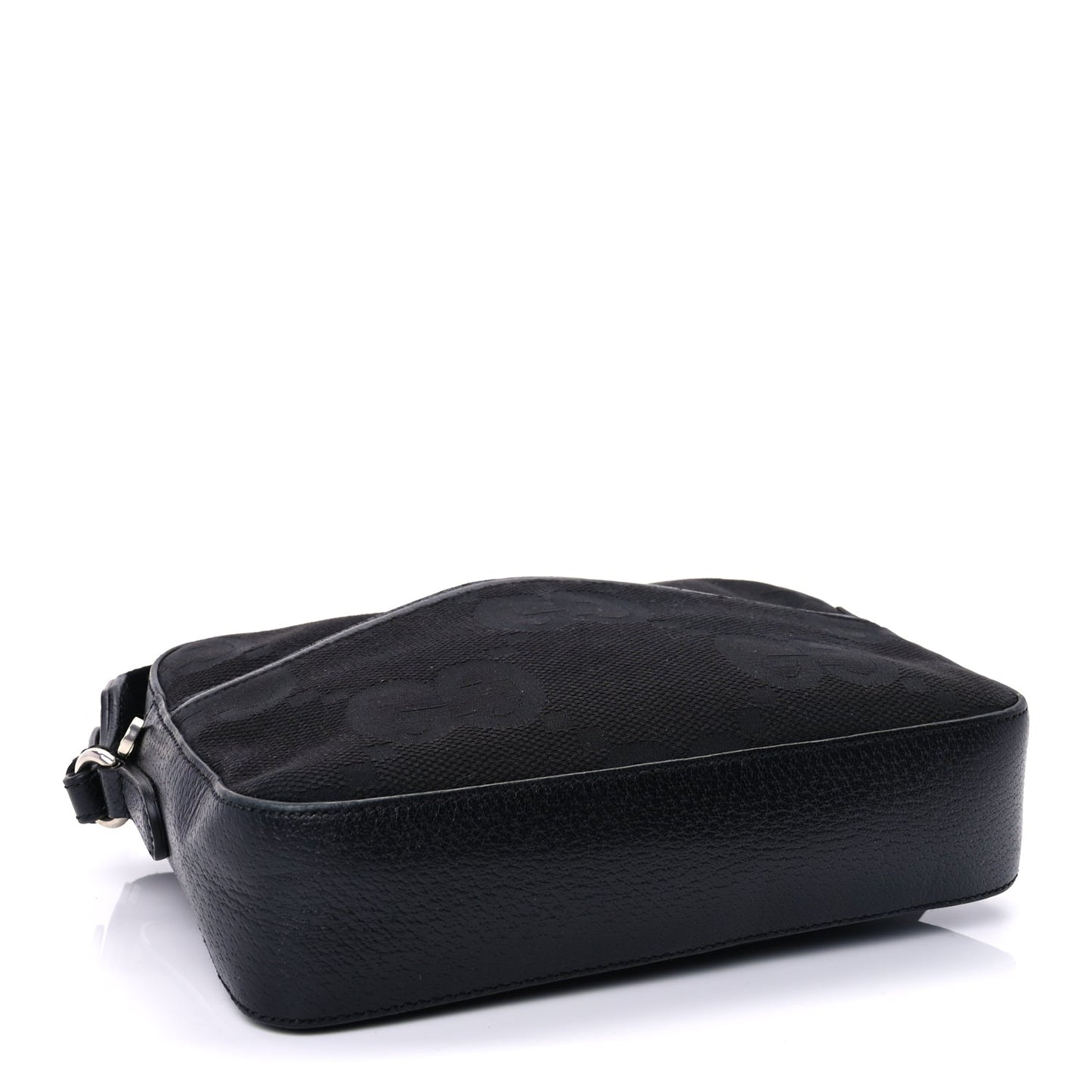 Gucci Monogram Jumbo GG Textured Dollar Calfskin Messenger Shoulder Bag  Black