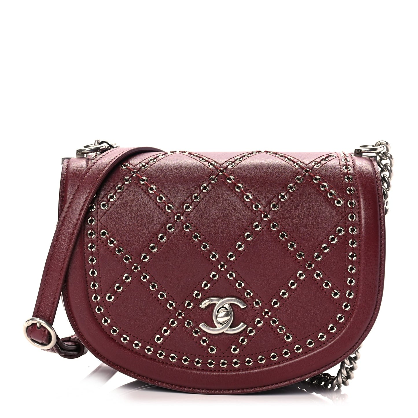 Chanel Calfskin Coco Eyelets Small Flap Bag  Red