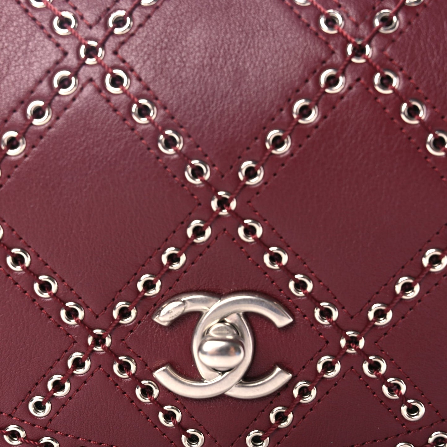 Chanel Calfskin Coco Eyelets Small Flap Bag  Red
