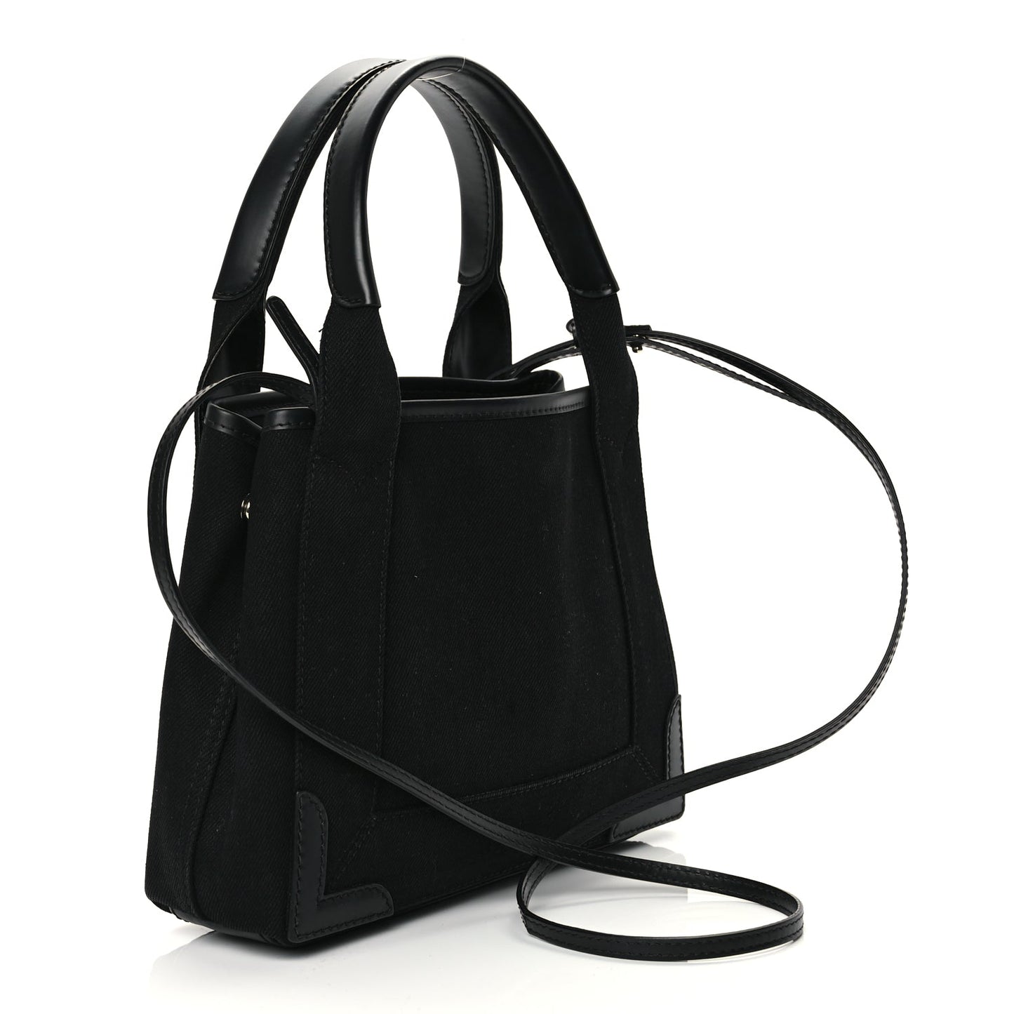 Balenciaga Cotton Canvas Calfskin Navy Cabas XS Black