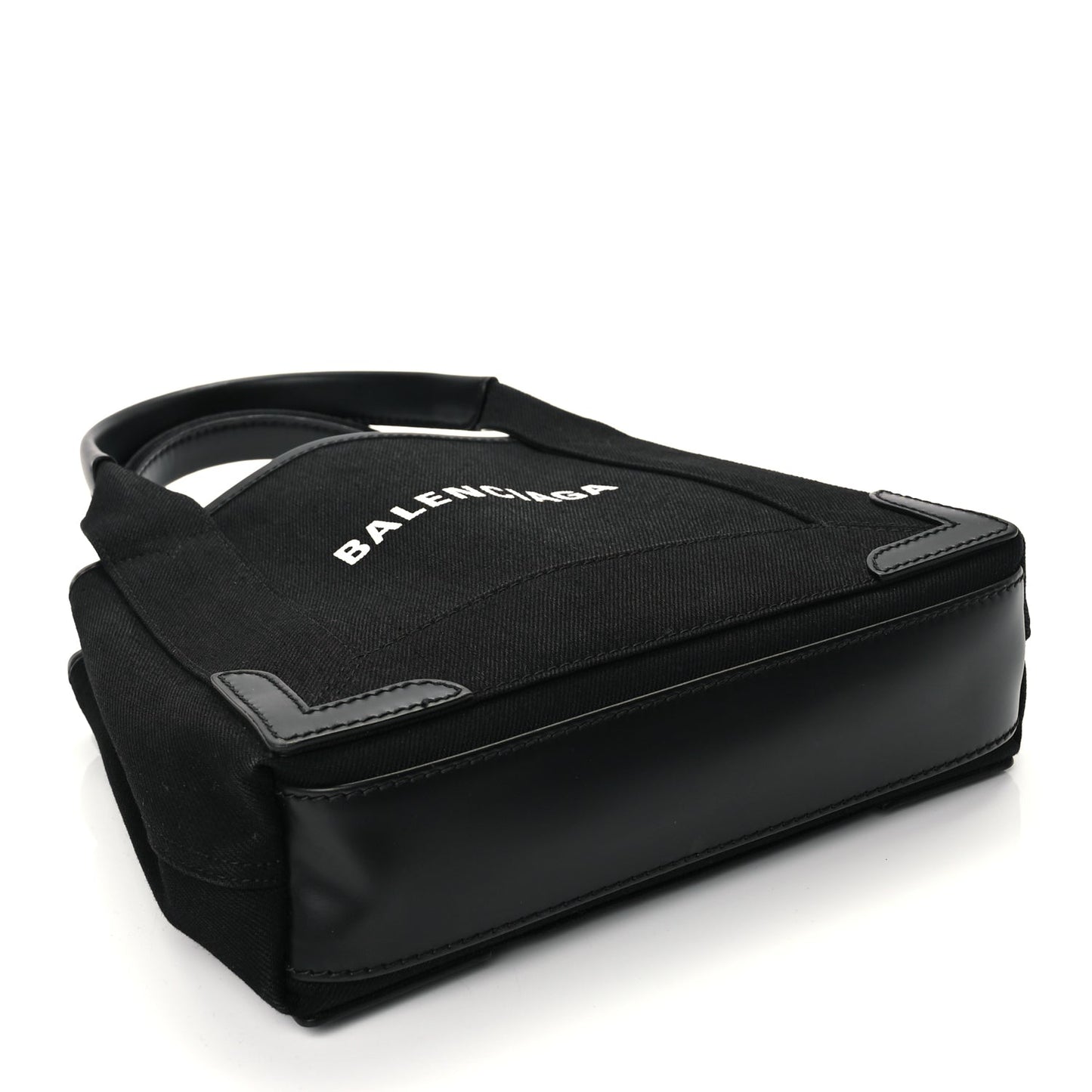Balenciaga Cotton Canvas Calfskin Navy Cabas XS Black