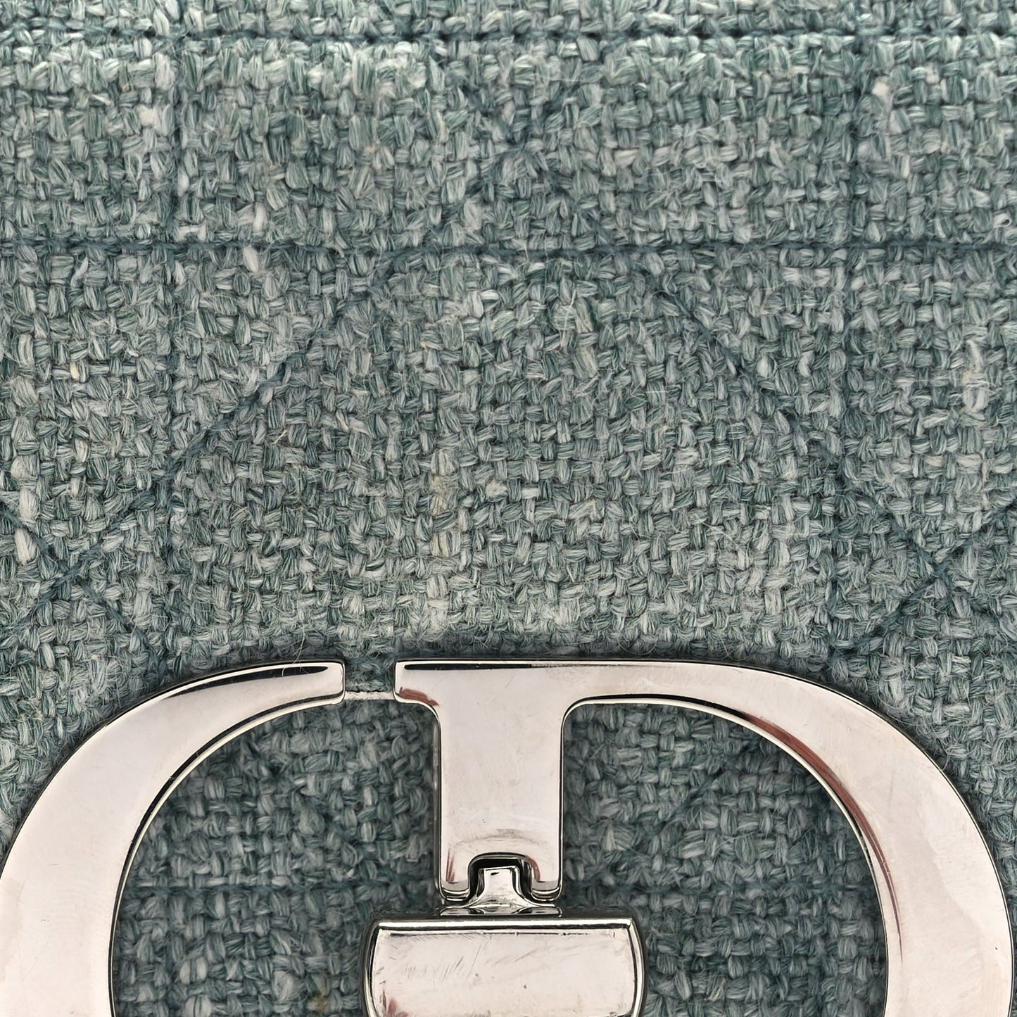 Christian Dior Tweed Macrocannage Small Caro Bag  Light Green
