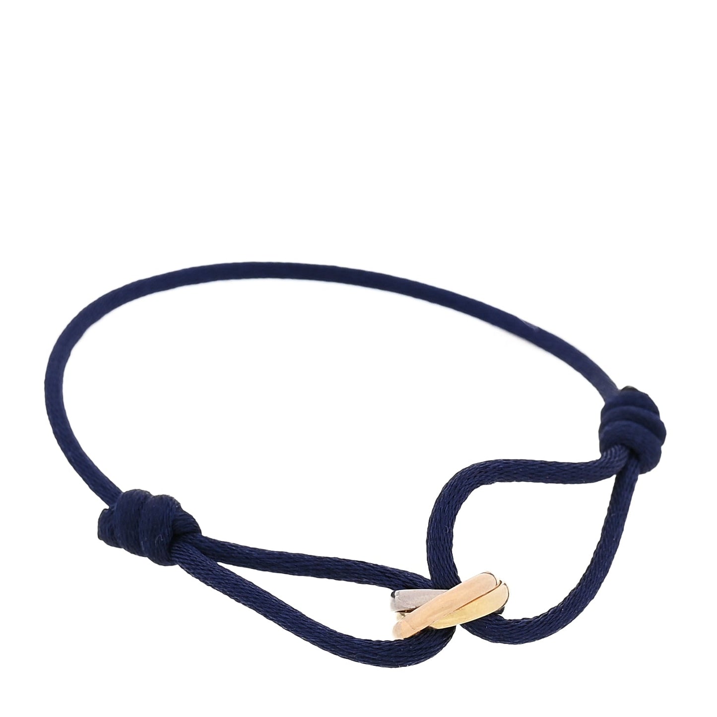 Cartier 18K Pink Yellow White Gold Trinity Adjustable Cord Bracelet  Navy