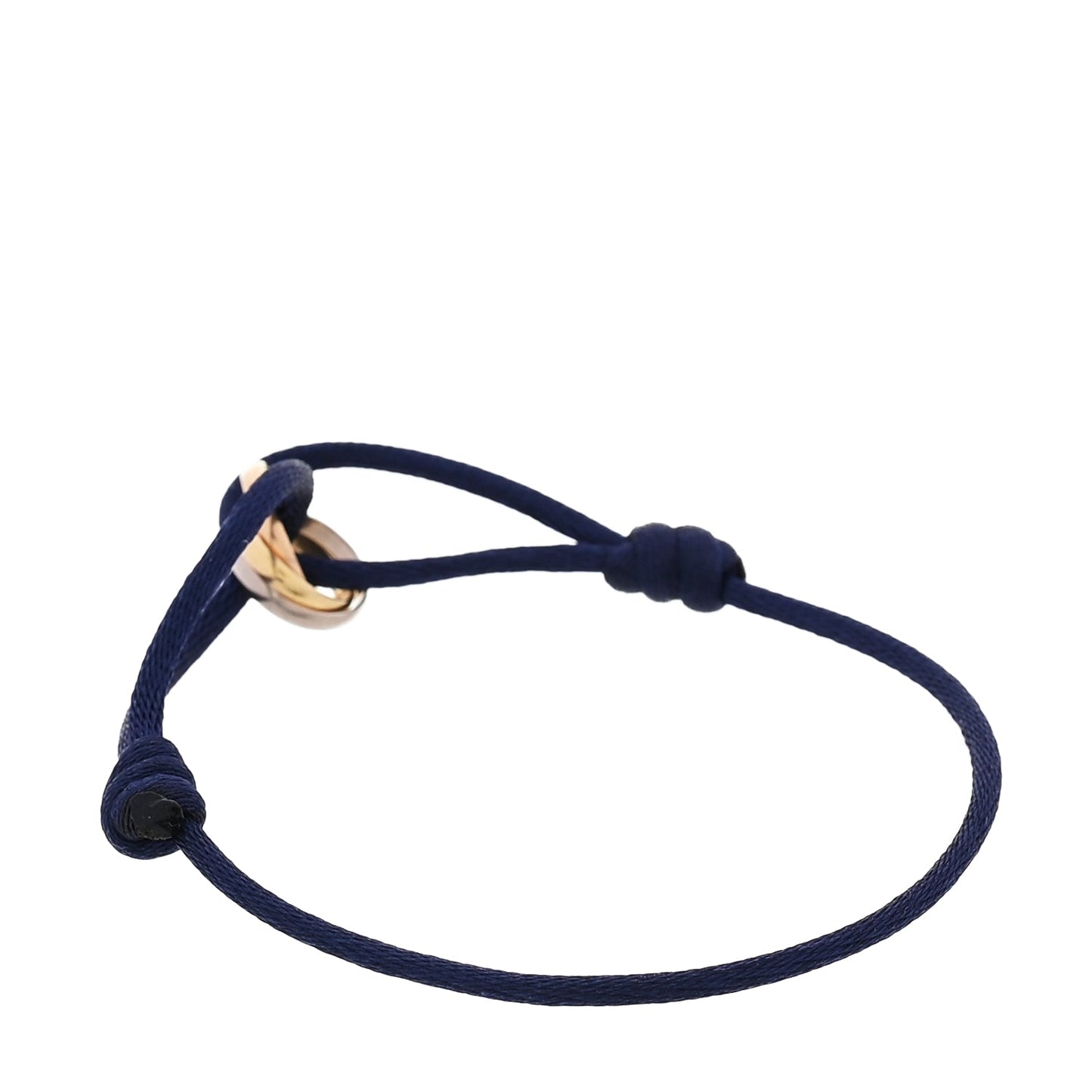 Cartier 18K Pink Yellow White Gold Trinity Adjustable Cord Bracelet  Navy