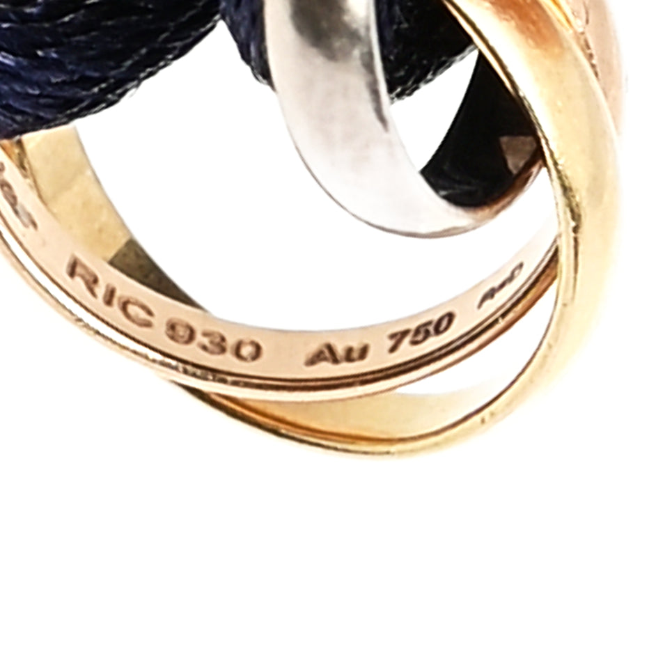 Cartier 18K Pink Yellow White Gold Trinity Adjustable Cord Bracelet  Navy
