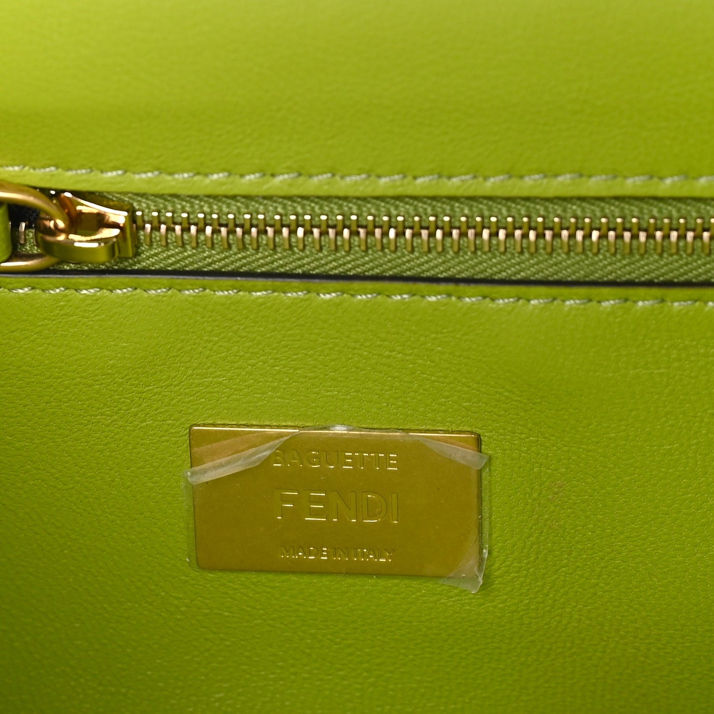 Fendi Nappa FF Embossed Small Midi Chain Baguette  Wasabi