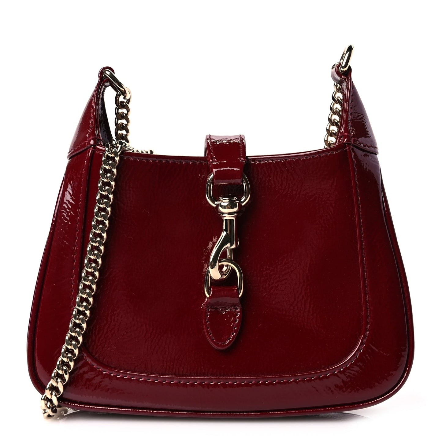 Gucci Crinkled Patent Mini Jackie Notte Bag Rosso Ancora Red