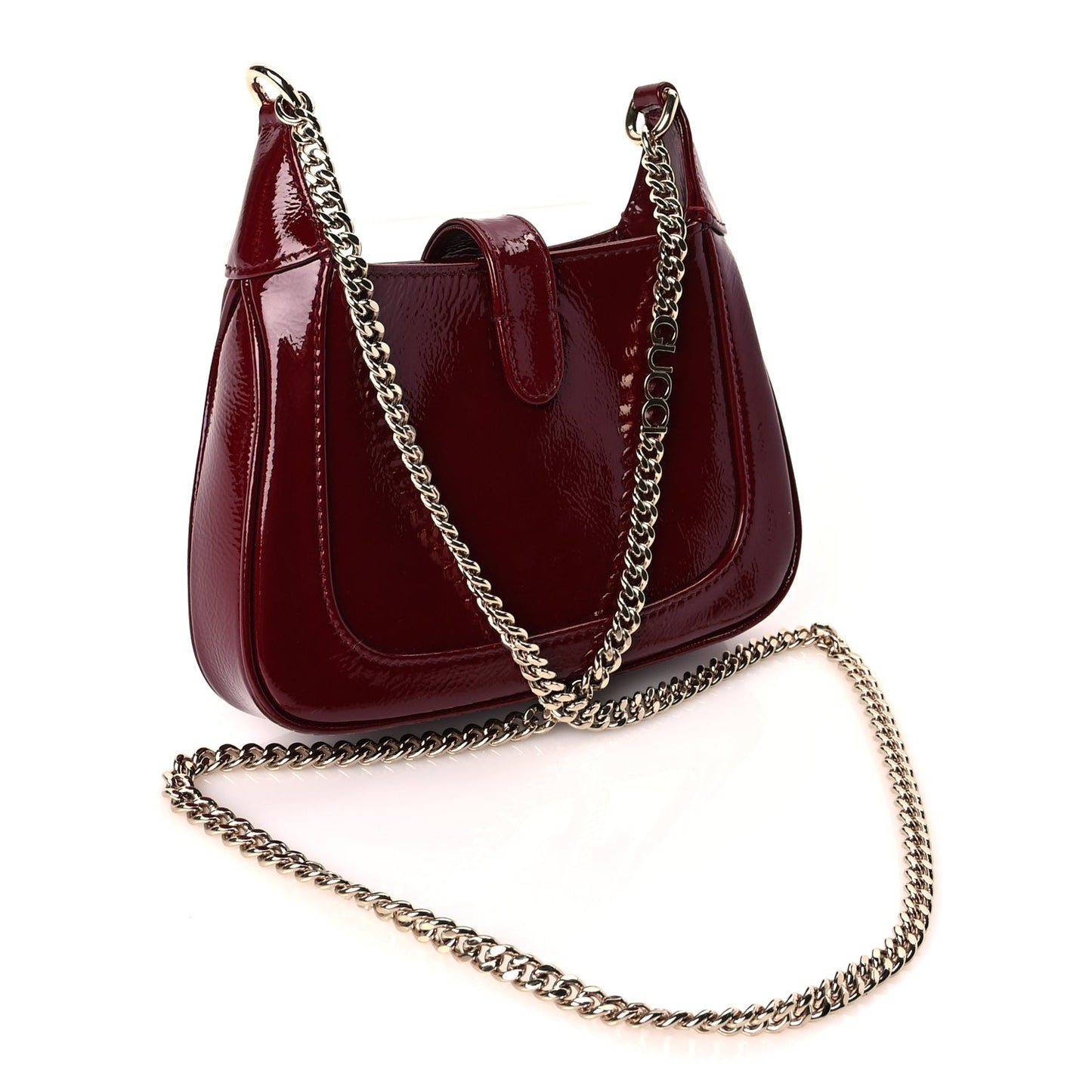 Gucci Crinkled Patent Mini Jackie Notte Bag Rosso Ancora Red