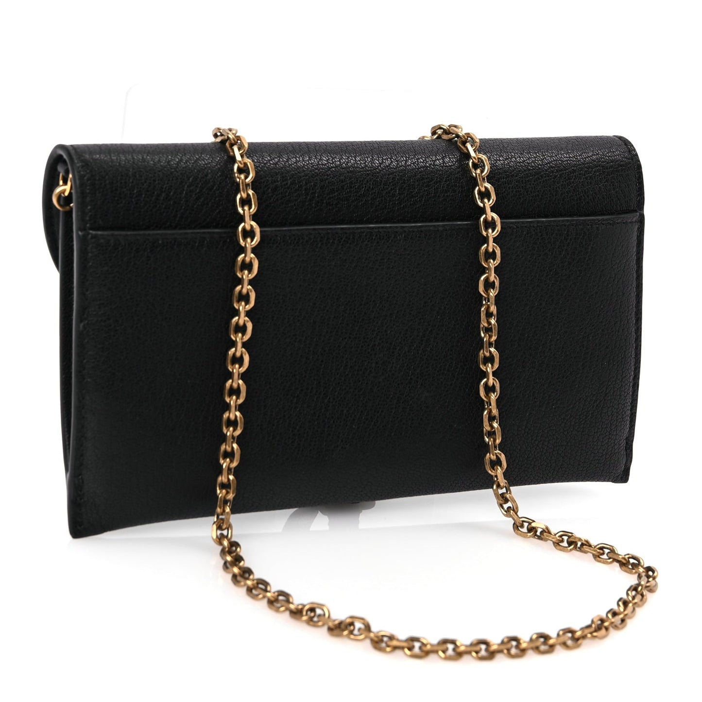 Christian Dior Goatskin Saddle Long Wallet With Chain Black