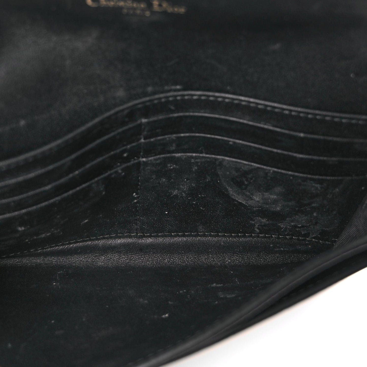 Christian Dior Goatskin Saddle Long Wallet With Chain Black