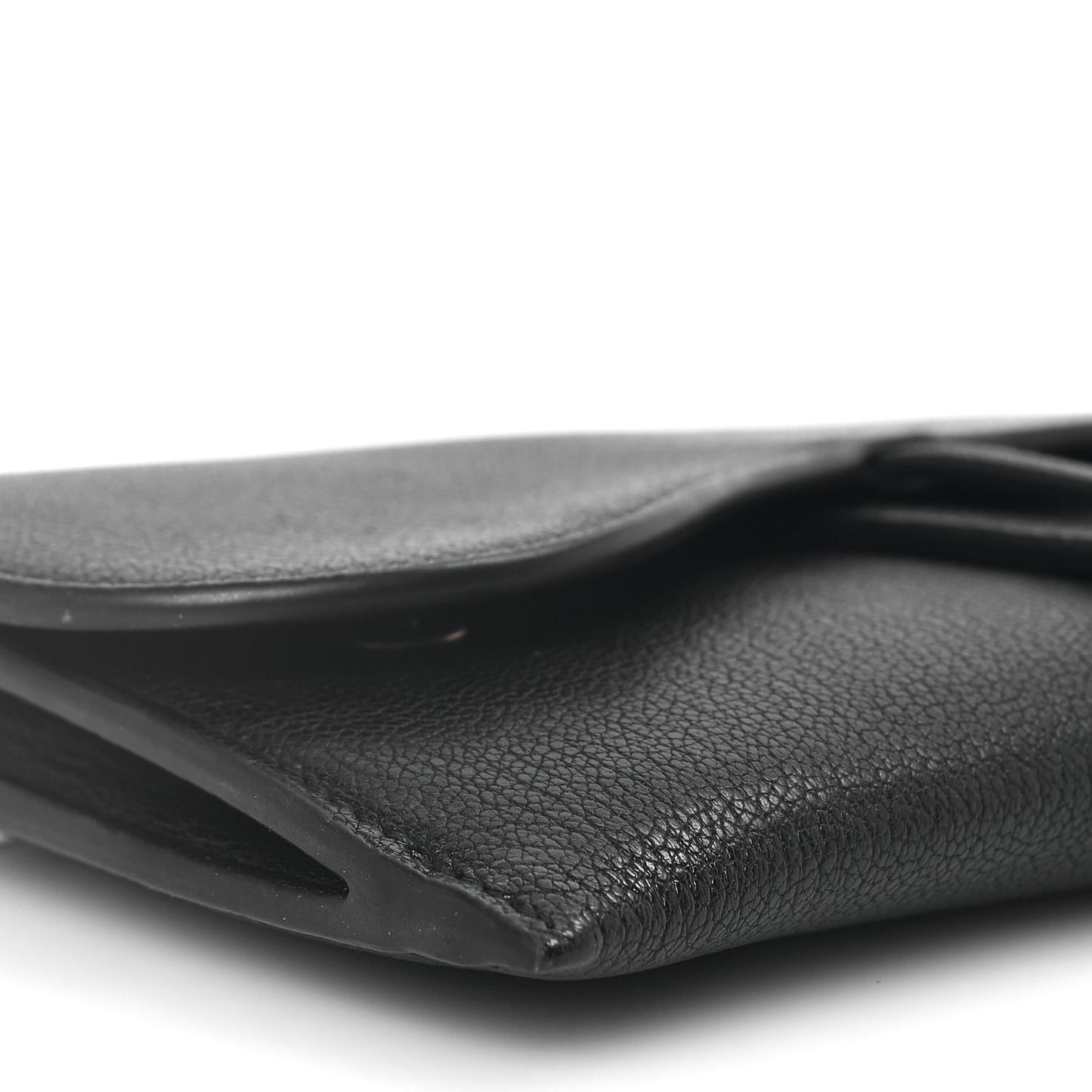 Christian Dior Goatskin Saddle Long Wallet With Chain Black