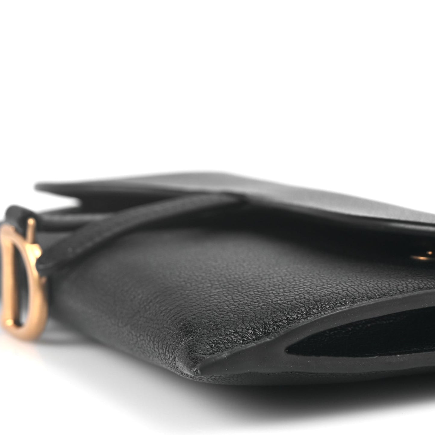 Christian Dior Goatskin Saddle Long Wallet With Chain Black