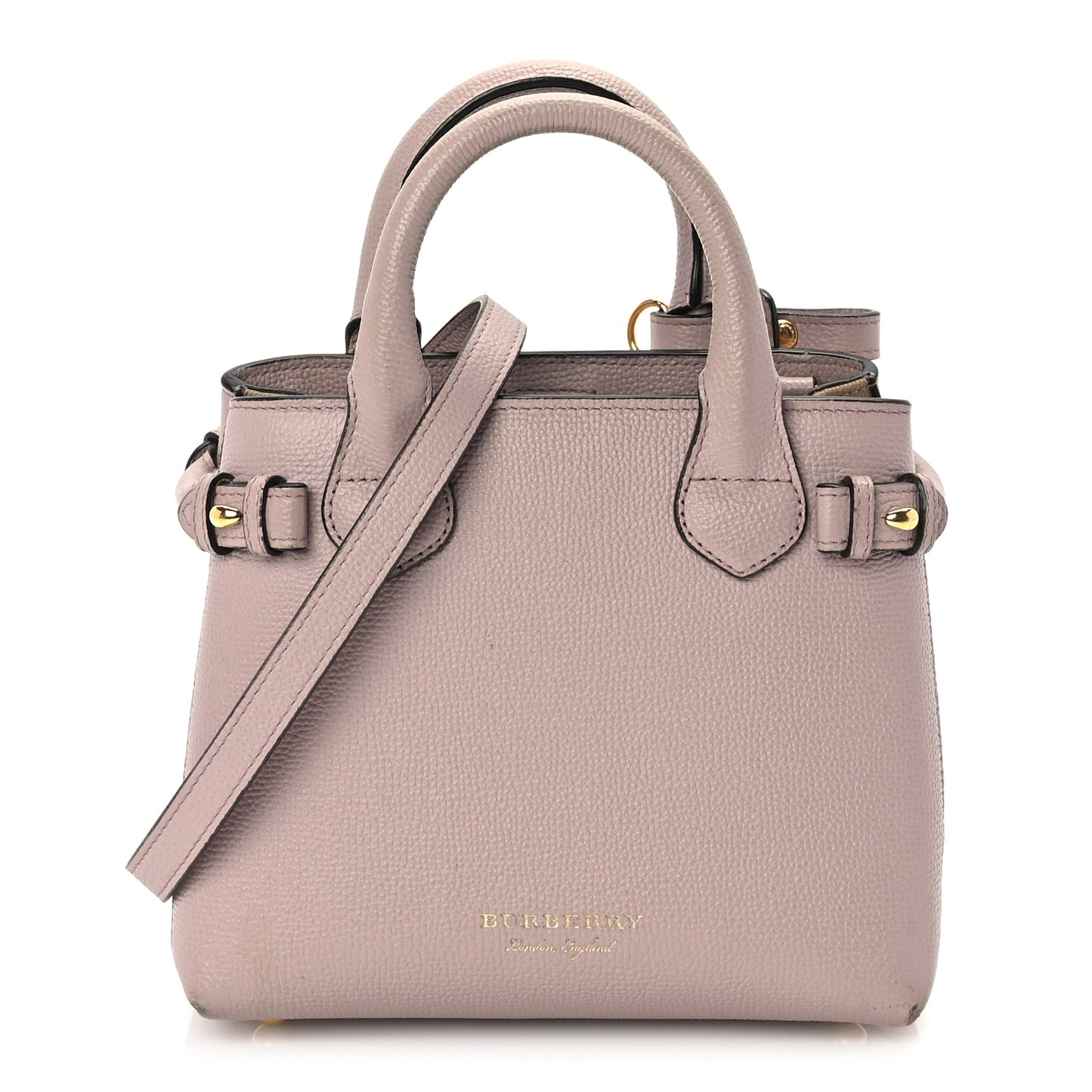 Burberry Derby Calfskin House Check Small Banner Tote Pale Orchid