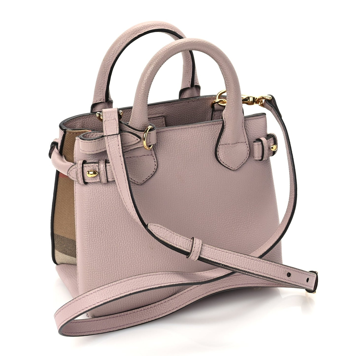 Burberry Derby Calfskin House Check Small Banner Tote Pale Orchid