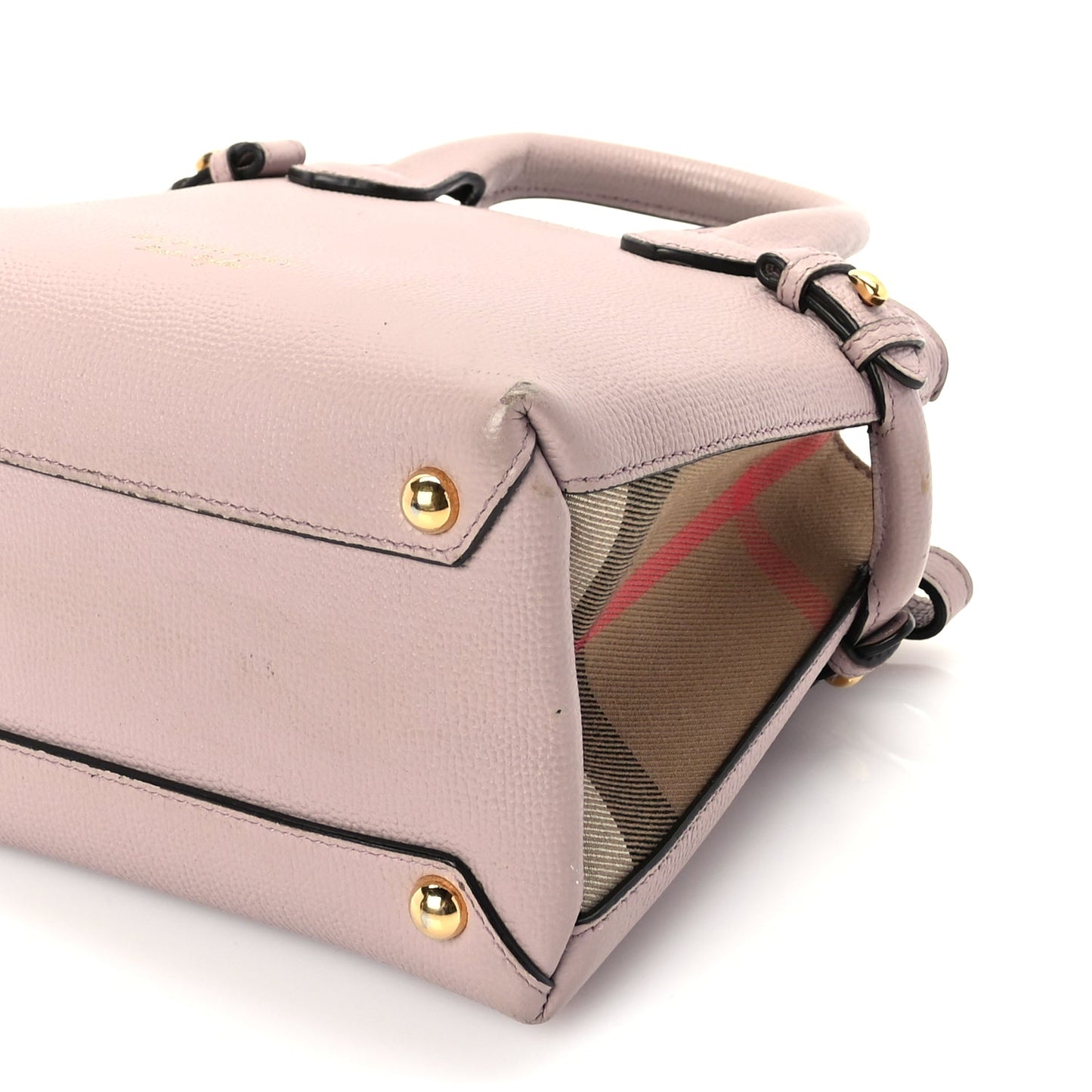 Burberry Derby Calfskin House Check Small Banner Tote Pale Orchid