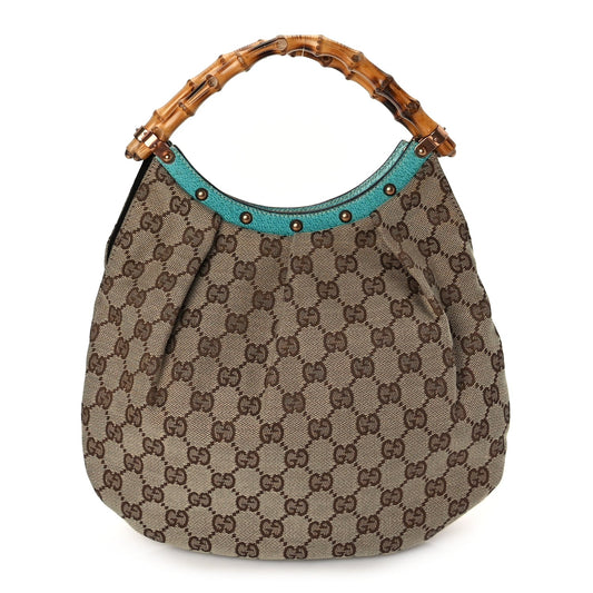 Gucci Monogram Small Bamboo Handbag Turquoise