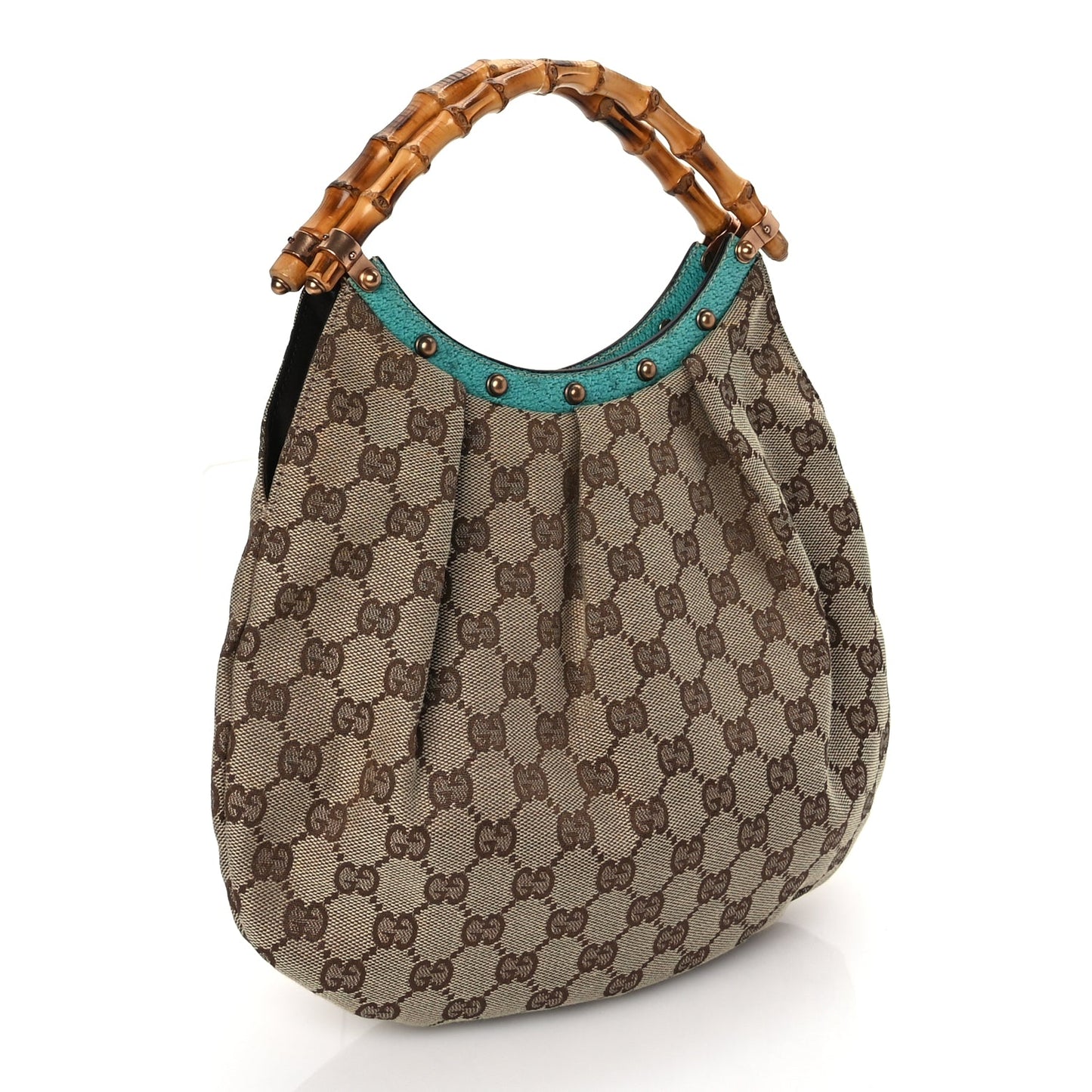 Gucci Monogram Small Bamboo Handbag Turquoise