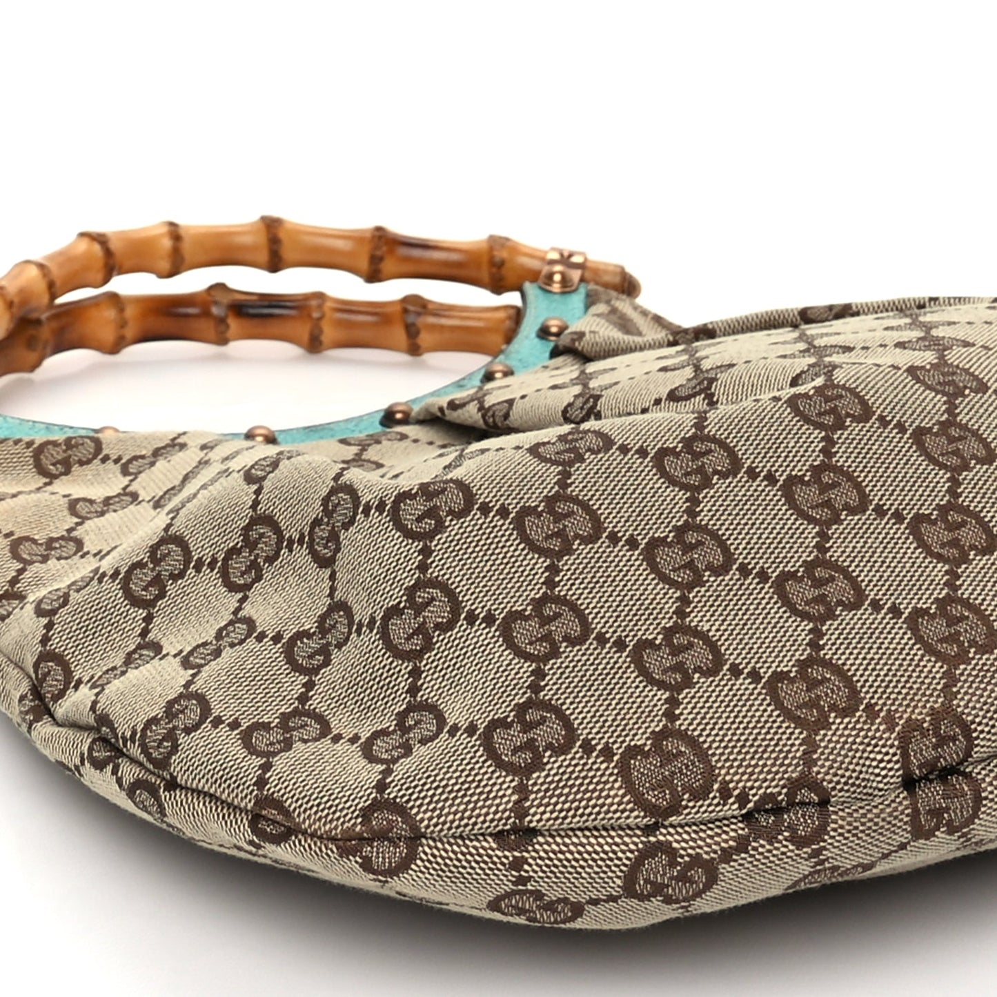 Gucci Monogram Small Bamboo Handbag Turquoise
