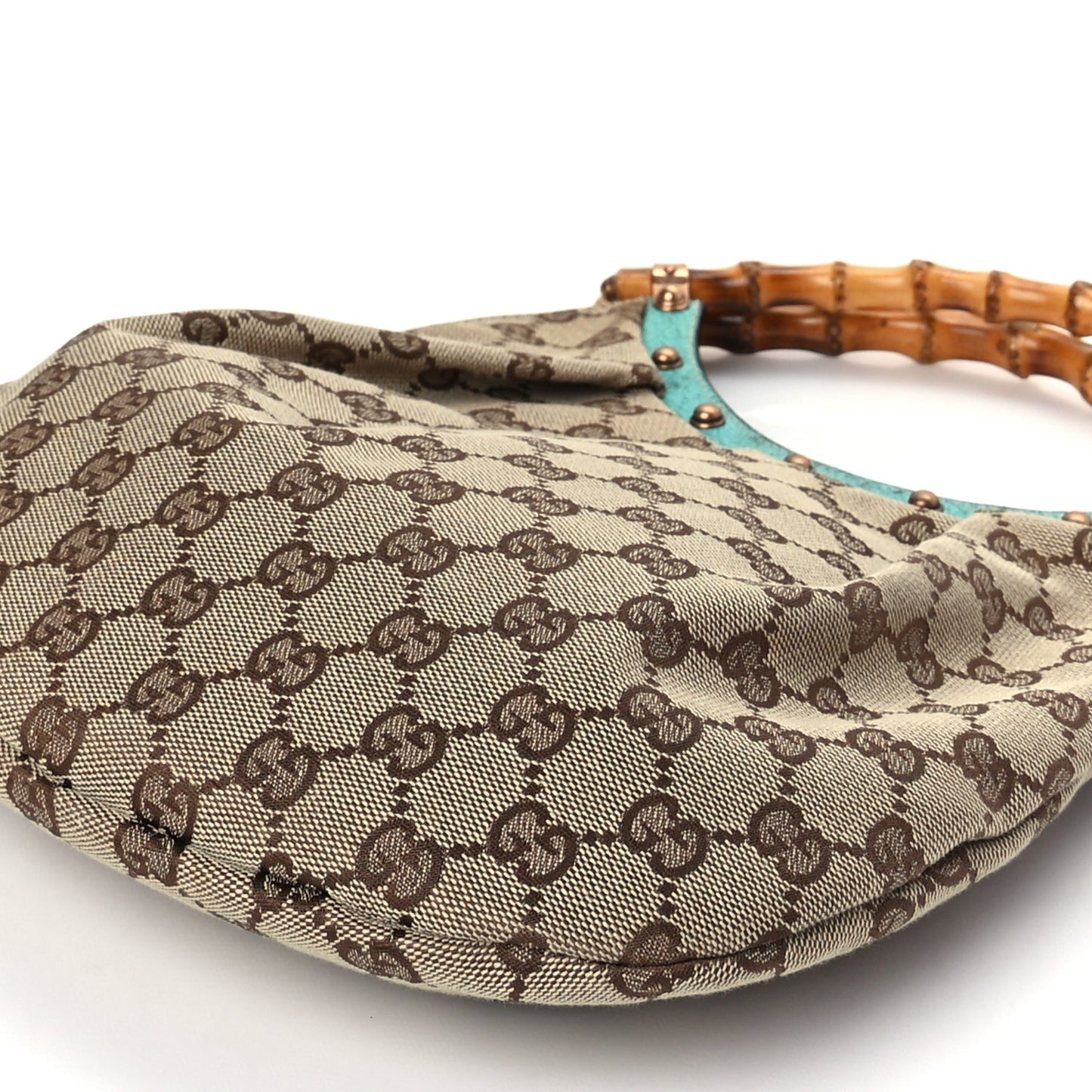 Gucci Monogram Small Bamboo Handbag Turquoise
