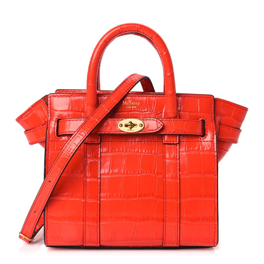 Mulberry Crocodile Embossed Micro Zipped Bayswater Hibiscus Red