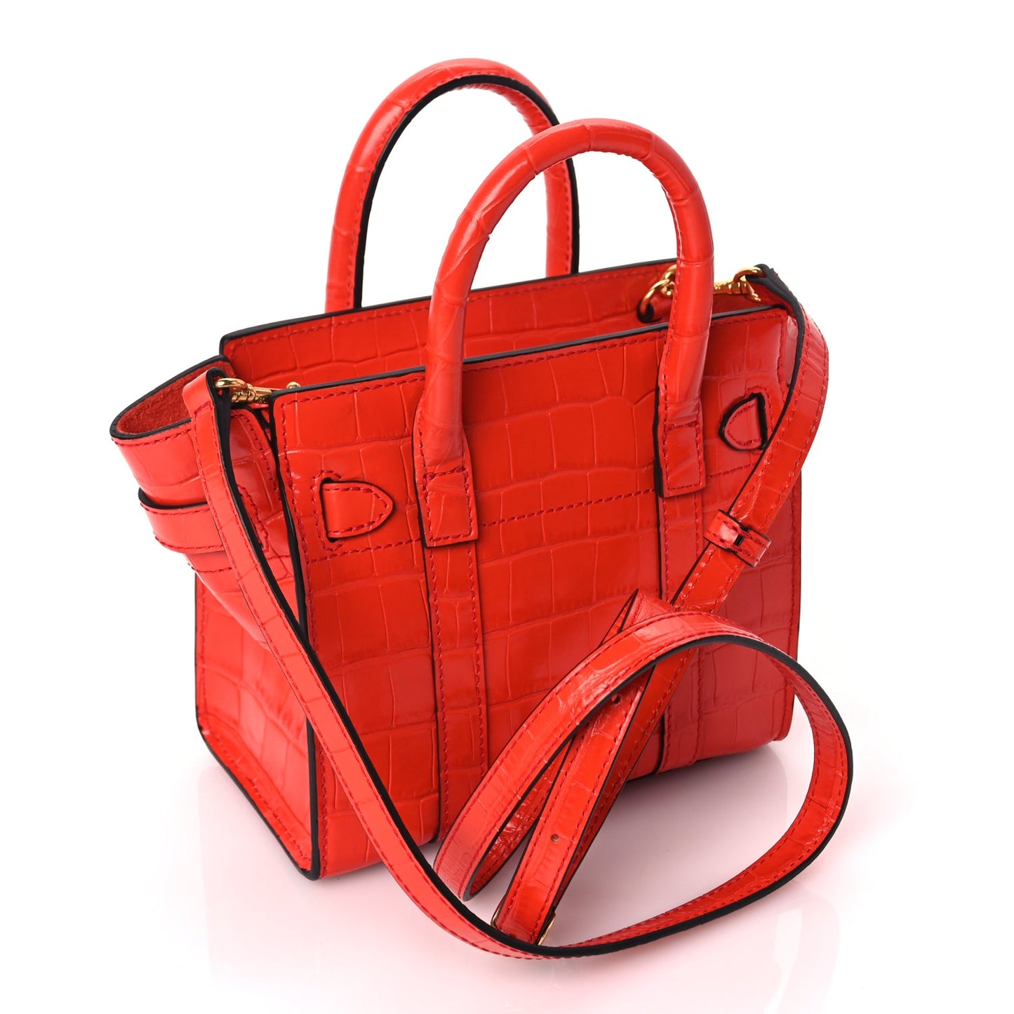 Mulberry Crocodile Embossed Micro Zipped Bayswater Hibiscus Red