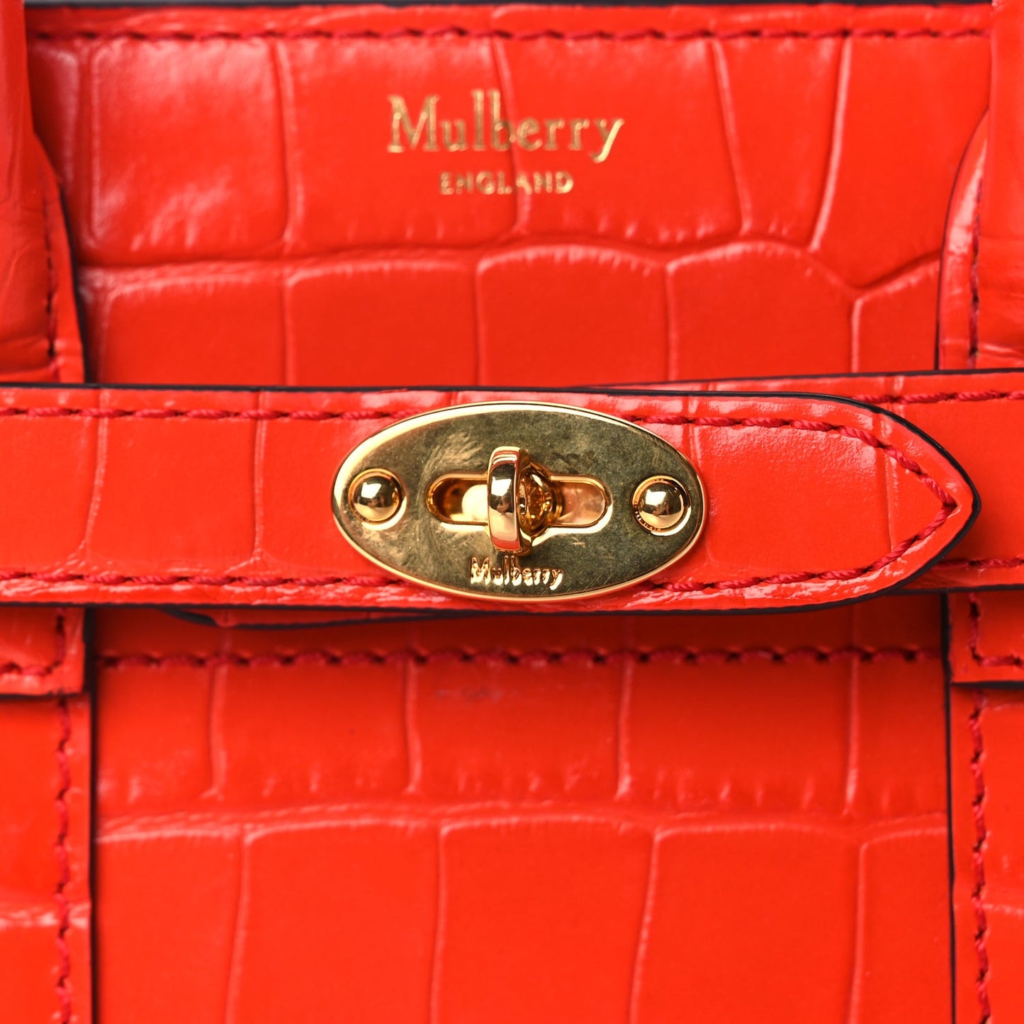 Mulberry Crocodile Embossed Micro Zipped Bayswater Hibiscus Red