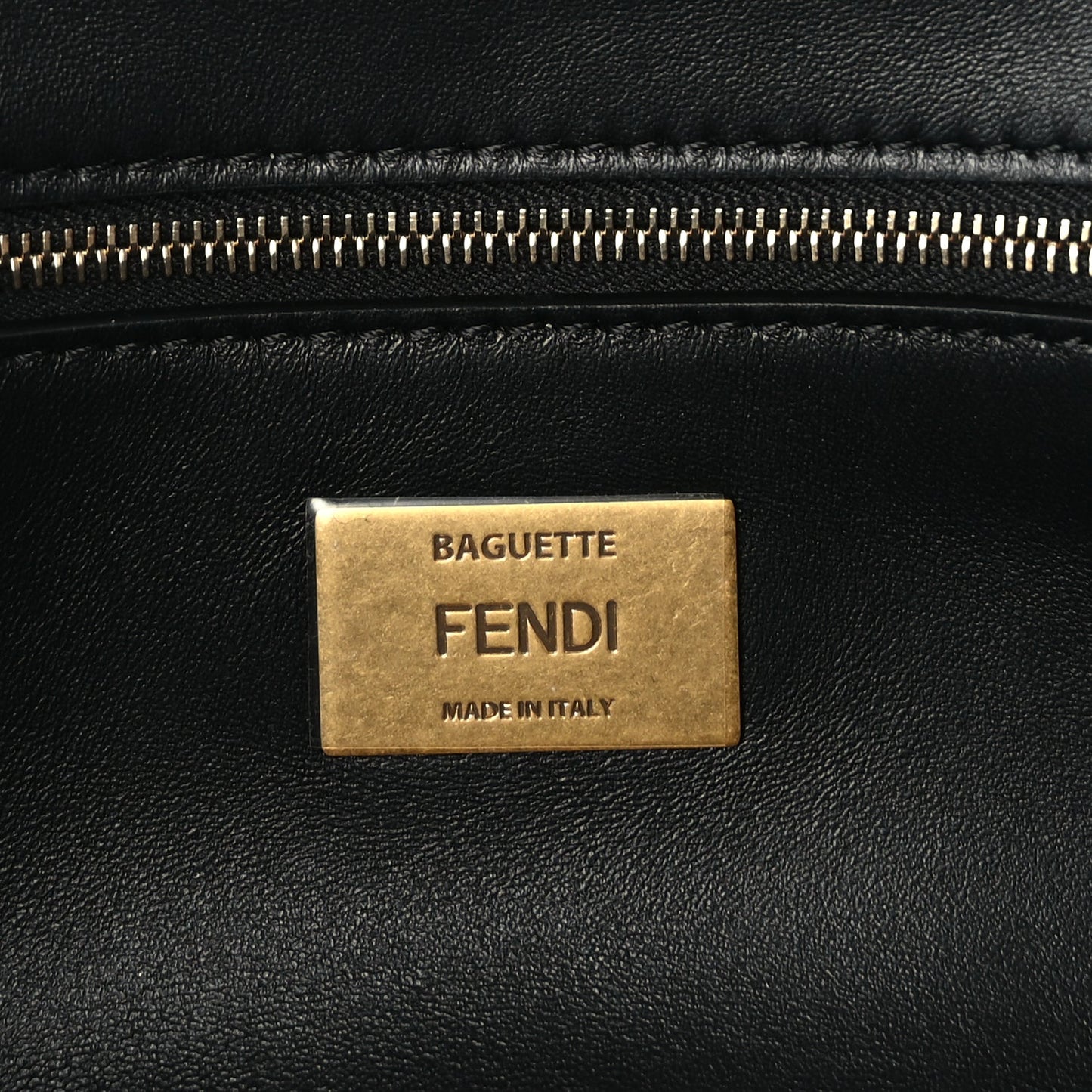 Fendi Nappa FF 1974 Embossed Baguette Black