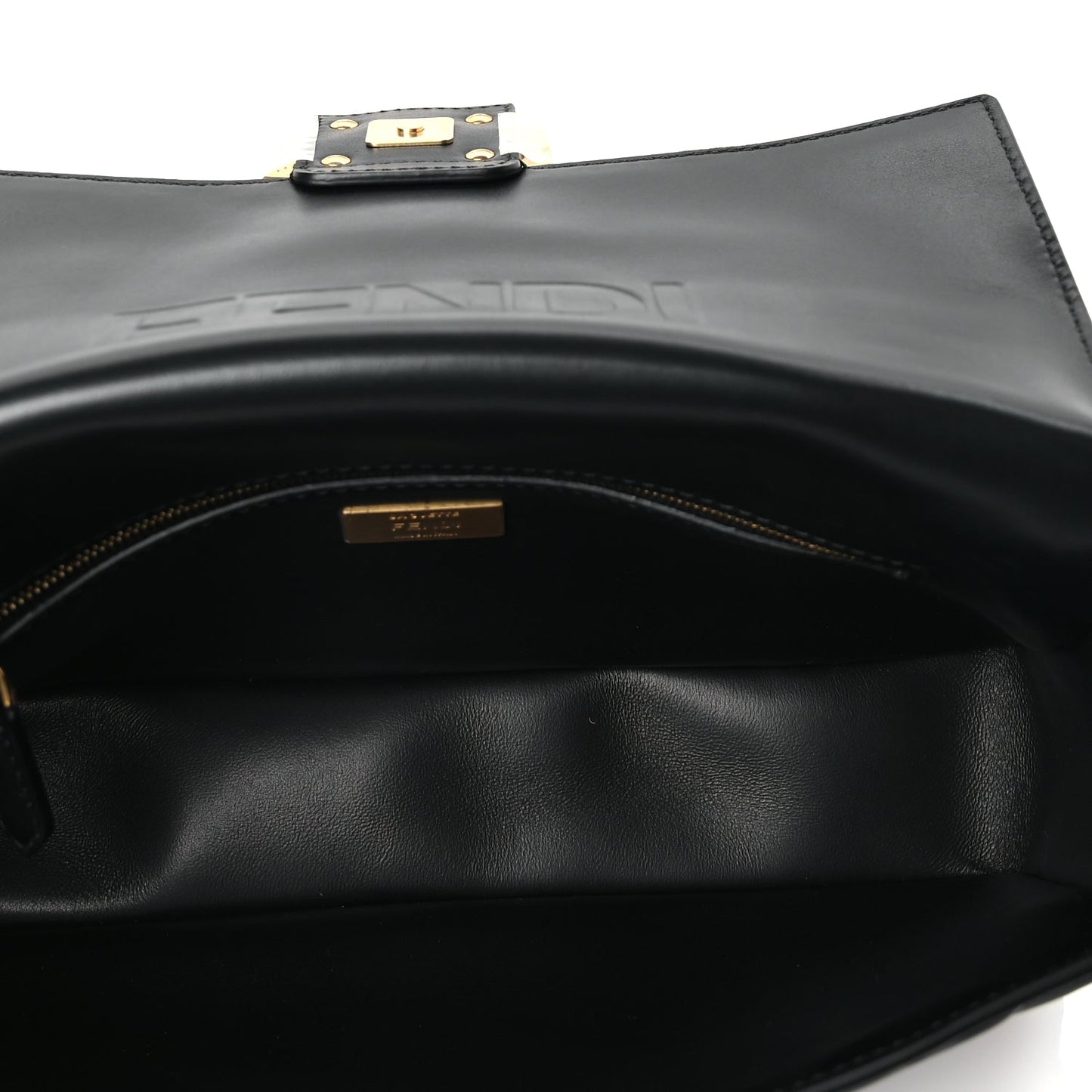 Fendi Nappa FF 1974 Embossed Baguette Black