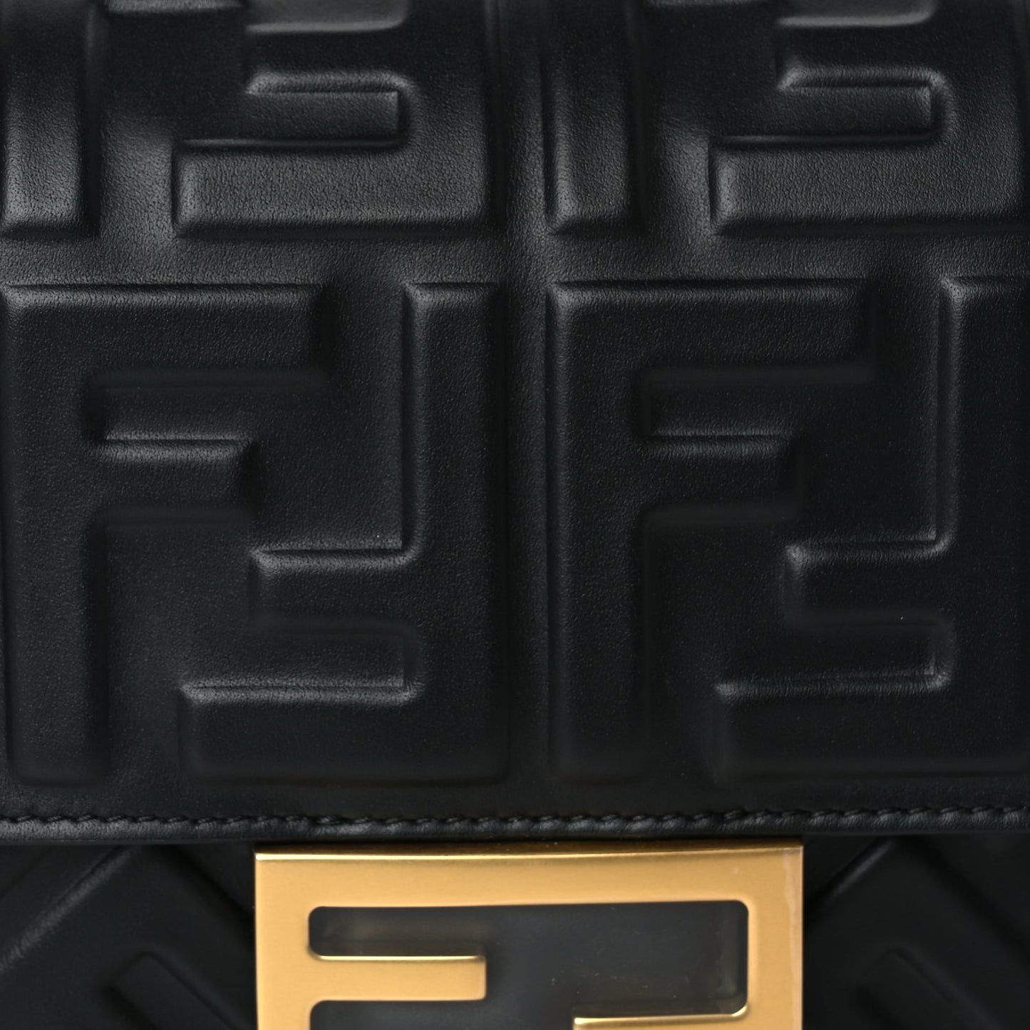 Fendi Nappa FF 1974 Embossed Baguette Black