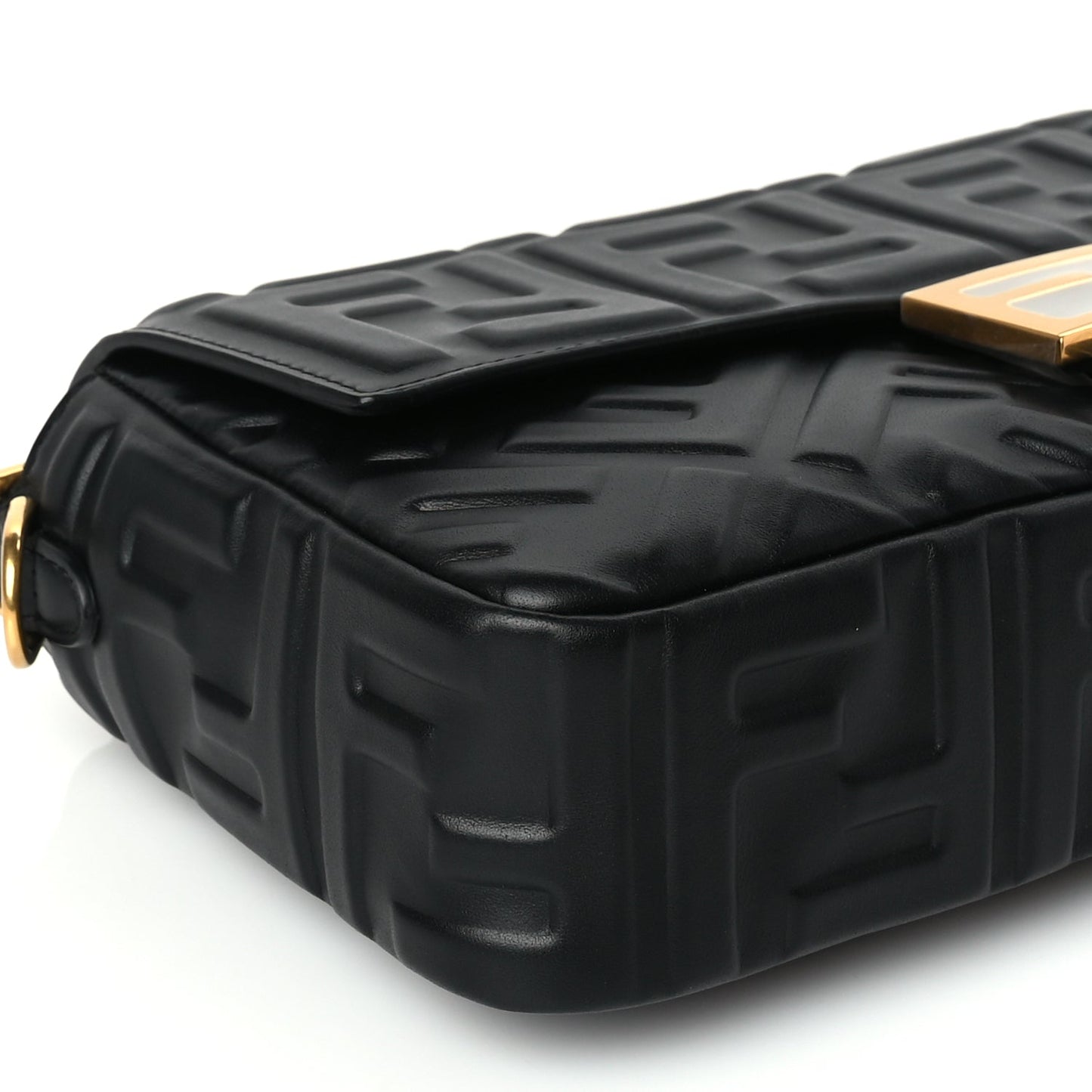 Fendi Nappa FF 1974 Embossed Baguette Black