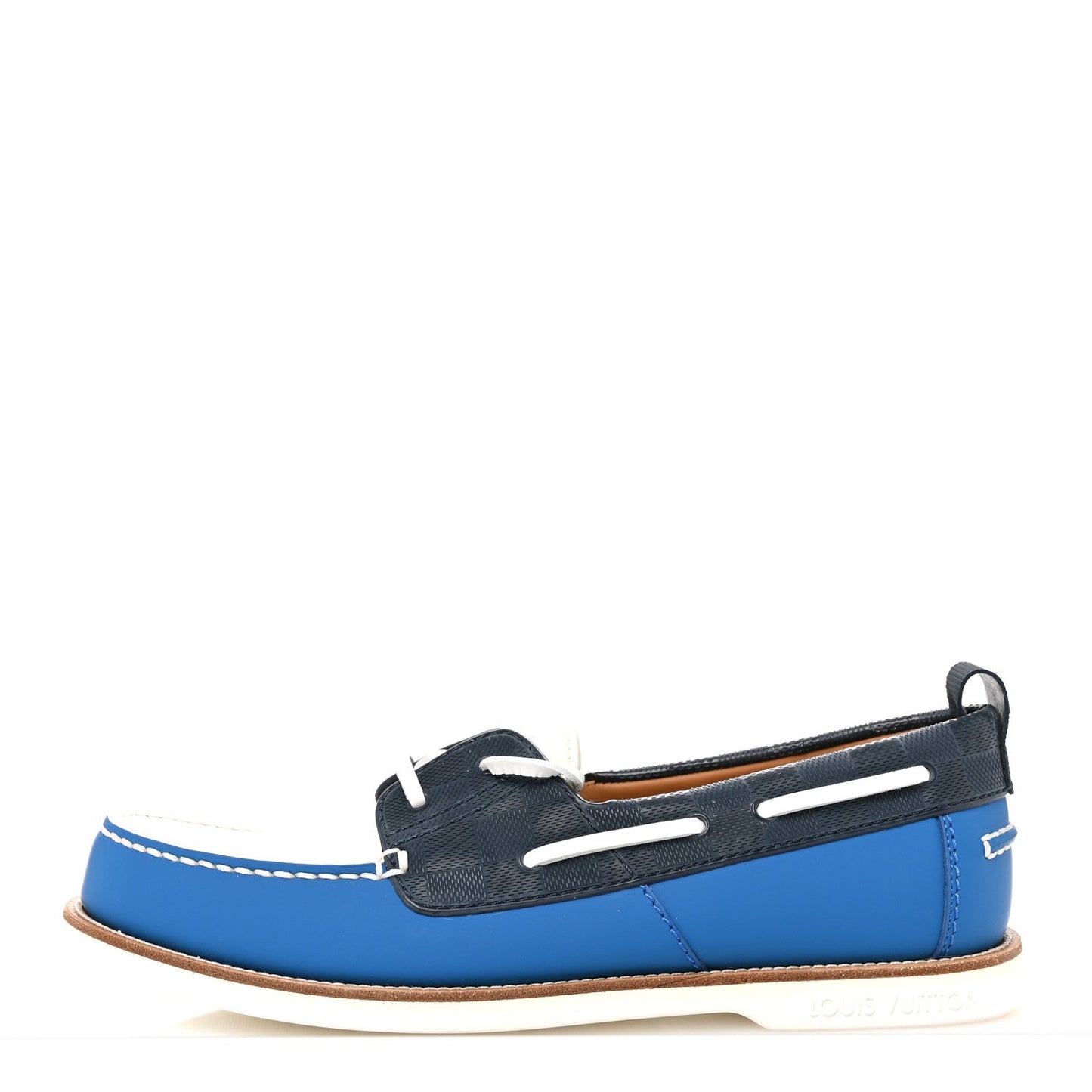 Louis Vuitton Mat Calfskin Mens Rubber America's Cup Marine Boat Shoe Pacific Blue
