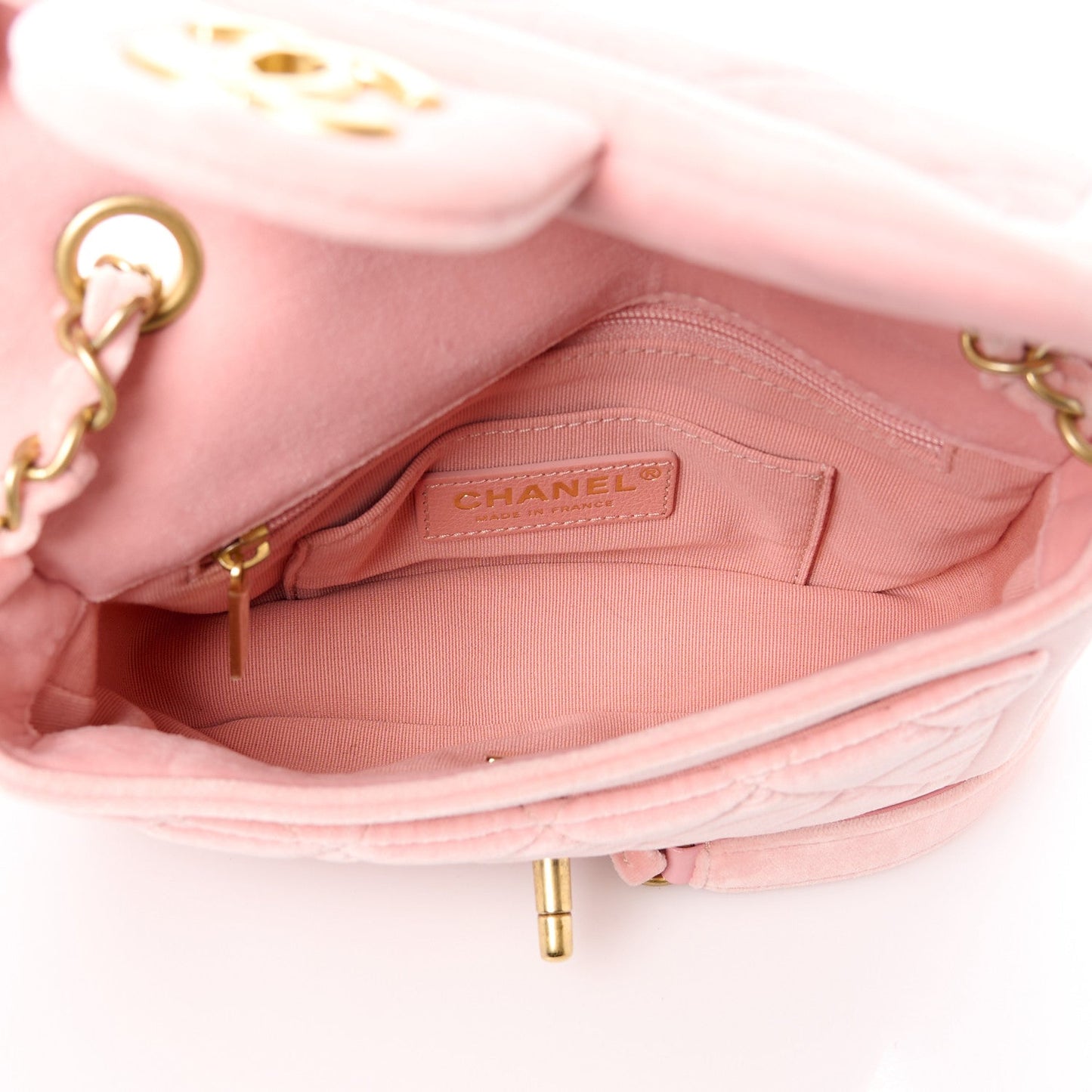 Chanel Velour Quilted Mini Double Frame Flap Rose