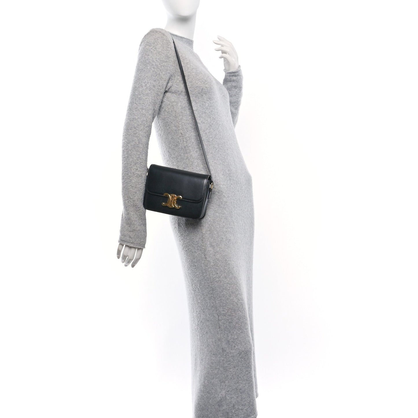 Celine Shiny Calfskin Teen Triomphe Black