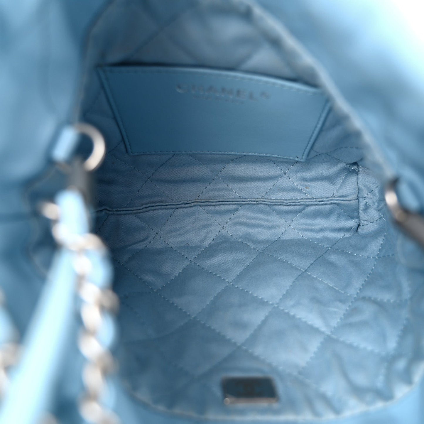 Chanel Shiny Calfskin Quilted Mini 22 Light Blue