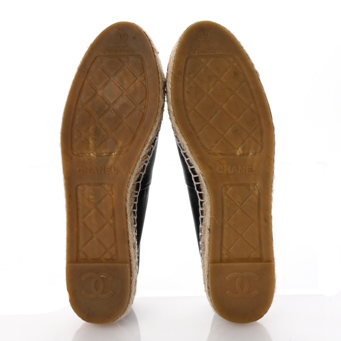 Chanel Lambskin CC Espadrilles 39 Black