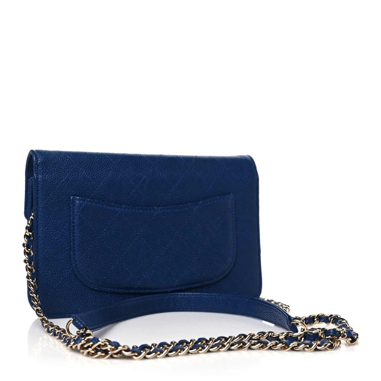 Chanel Grained Calfskin Quilted Cuba Wallet On Chain WOC Blue